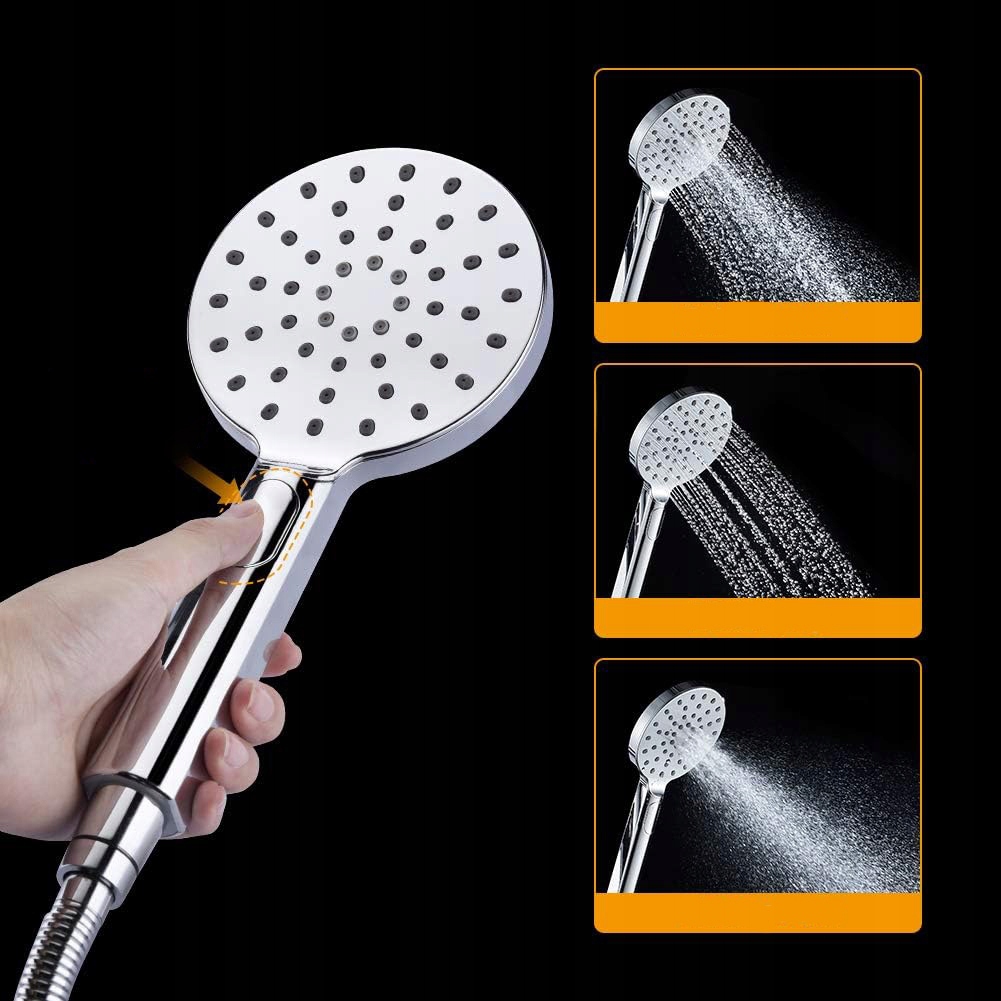 SŁUCHAWKA PRYSZNICOWA Okrągła OSZCZEDNA 3 funkcyjna Lustrzana Chrom EKO Marka inna