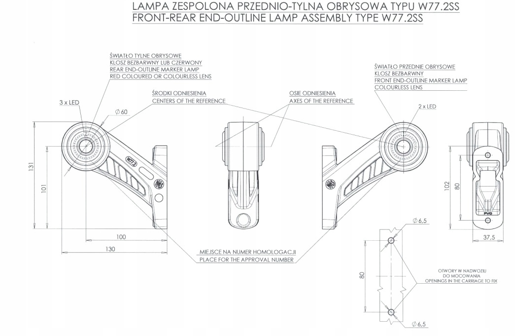 LAMPA OBRYSOWA LED 12/24V WAŚ 626BCL Źródło światła LED