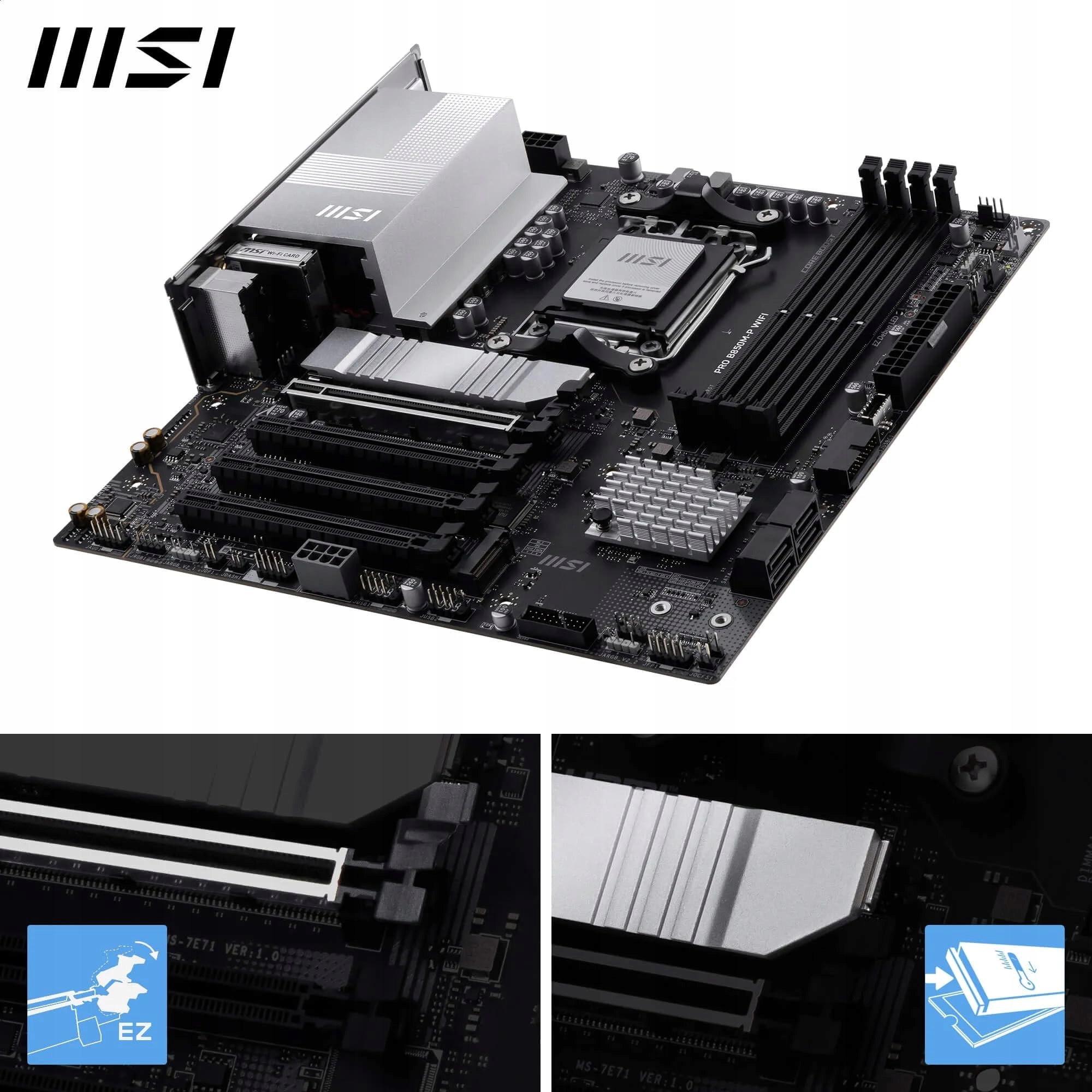 MSI PRO B850M-P WiFi Płyta Główna AMD Ryzen 9000 AM5 DDR5 mATX PCIe 5.0 — miniatura 3