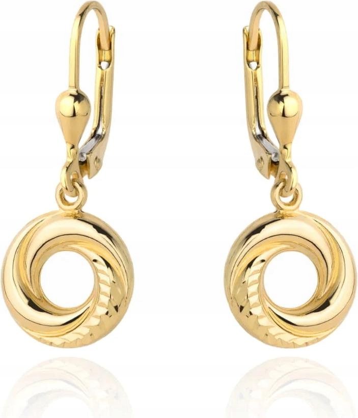 Náušnice zlaté 585 kroužky s jemným diamantováním na anglické zapínání