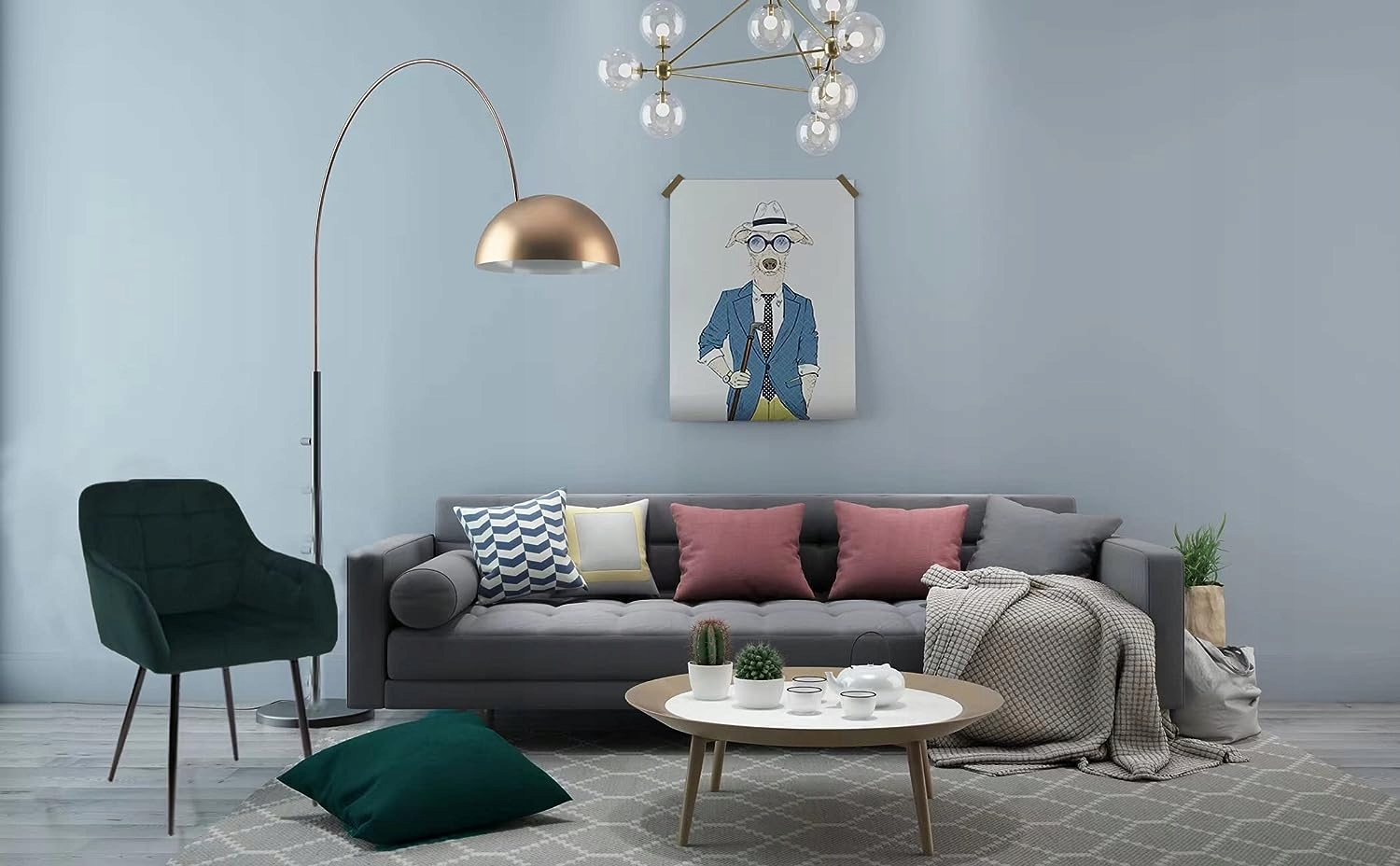 Zestaw 4 krzeseł do jadalni aksamit zielony Model Treeboy