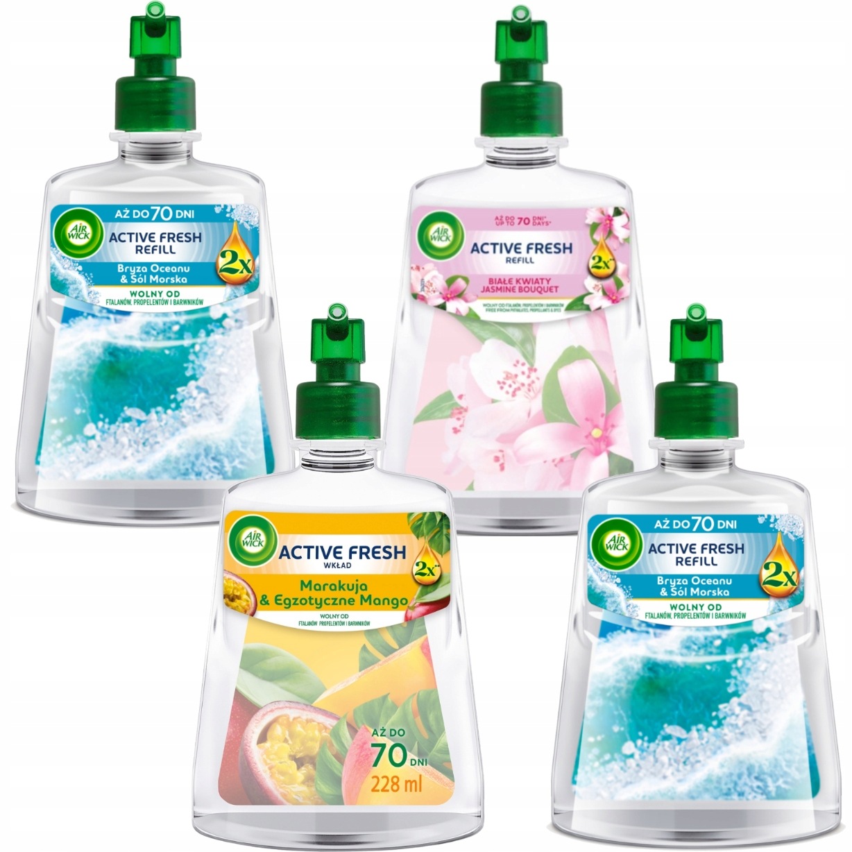 Air Wick Active Fresh Sada MIX Náplní Do Osvěžovače Vzduchu 4X228 ML