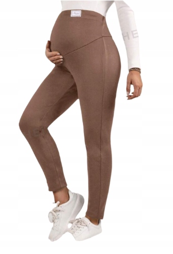 SHEIN LEGGINSY CIĄŻOWE BRĄZOWE DŁUGIE 38 ŁŁD