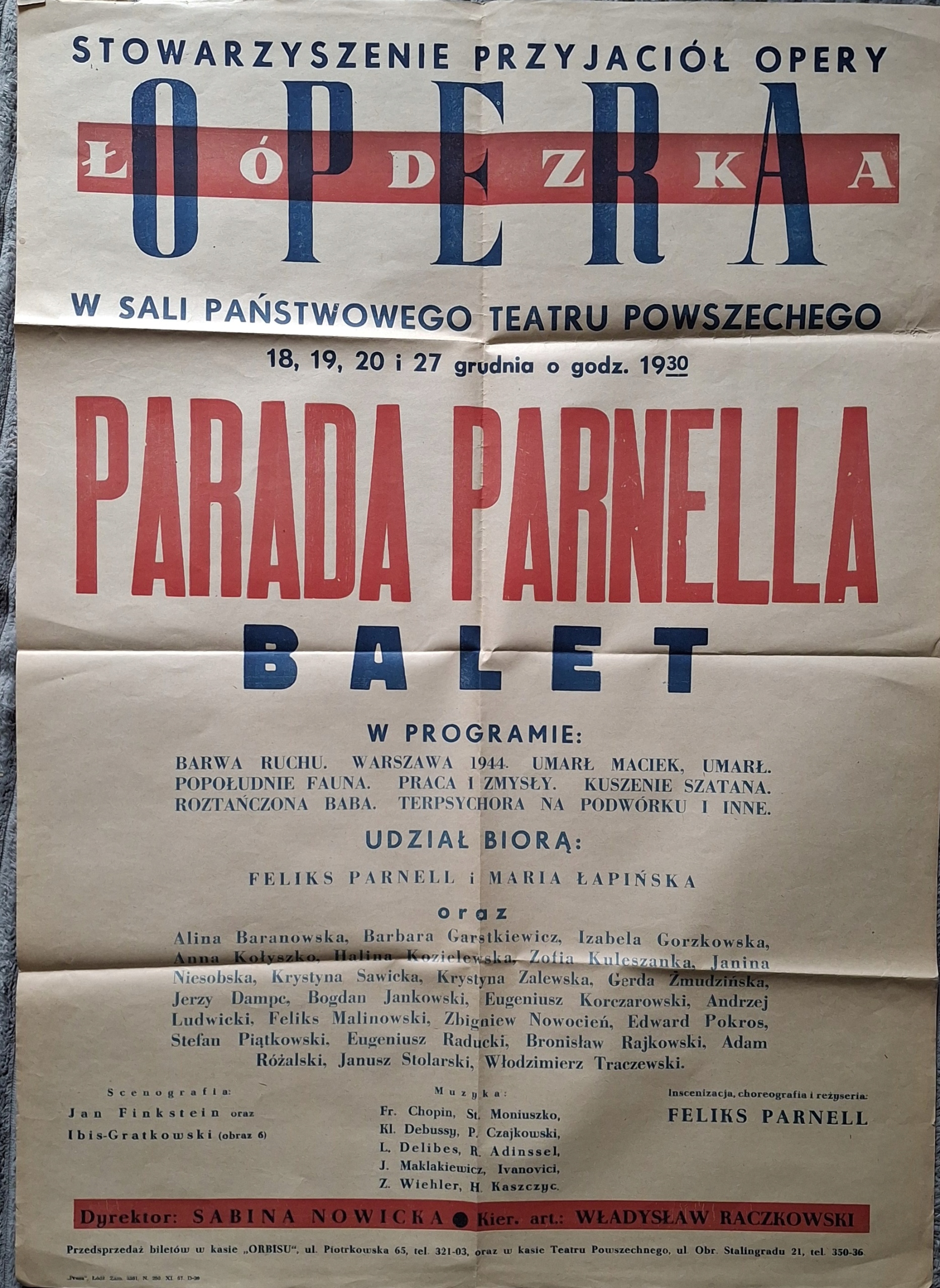 OPERA ŁÓDZKA - TEATR POWSZECHNY BALET PARADA PARNELLA