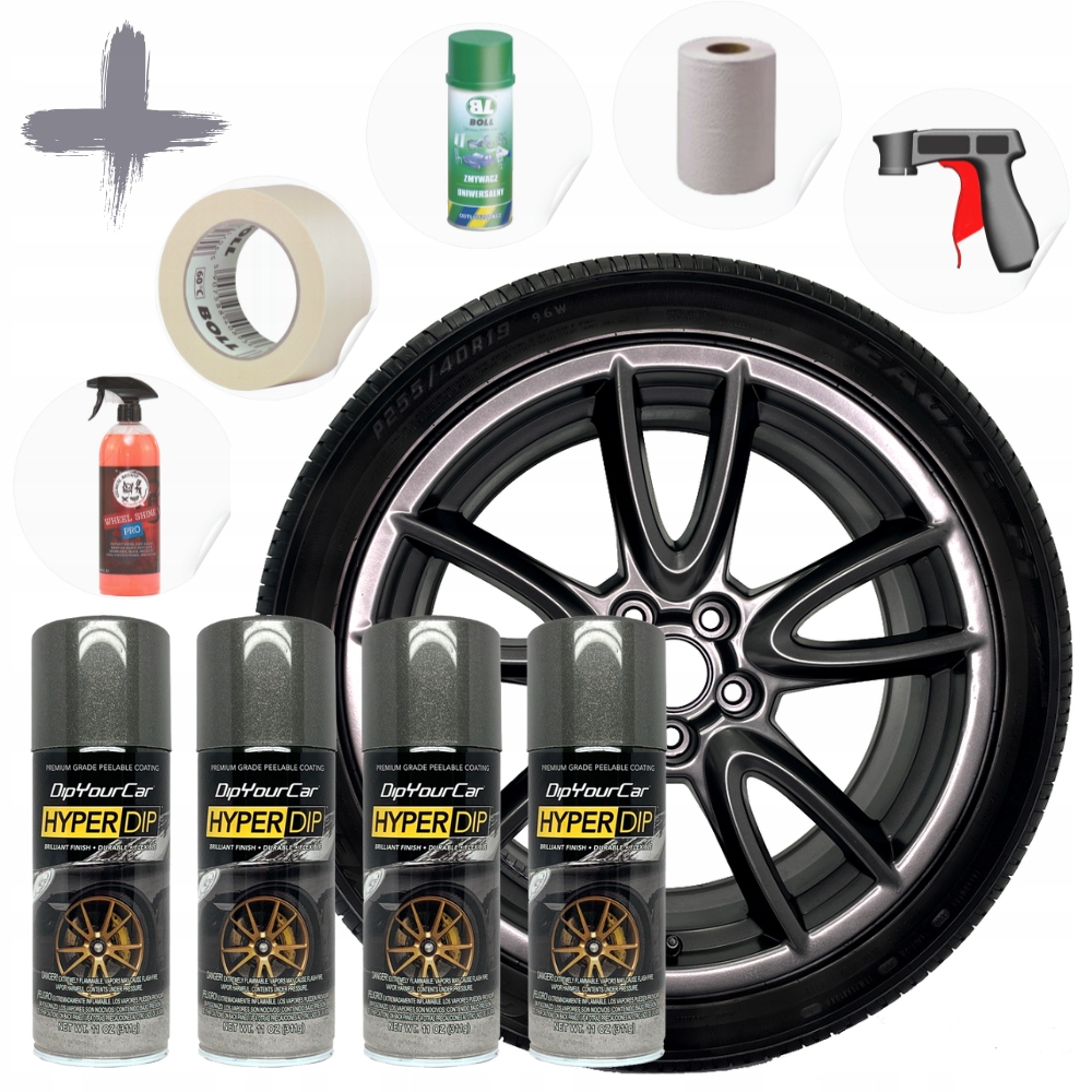 Zestaw do felg HyperDip Plasti Dip Stealth Grey Szary Połysk Usa Original