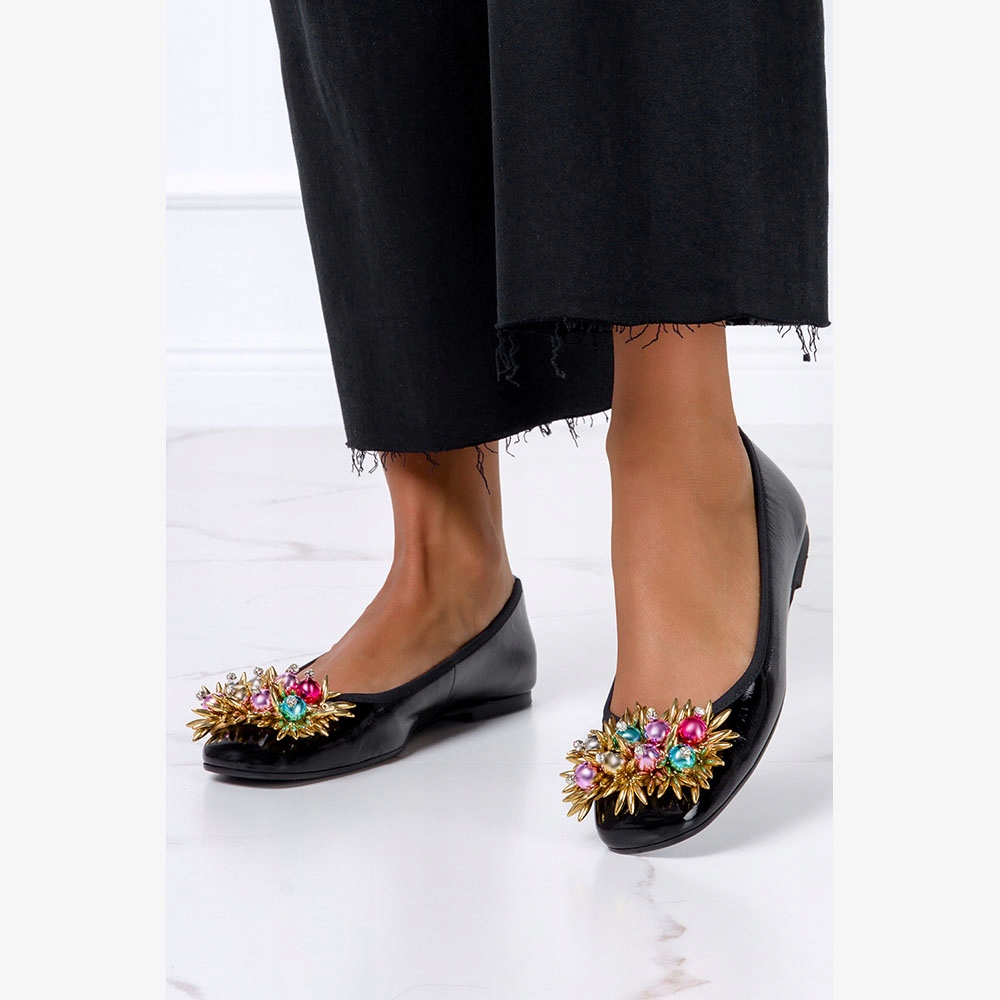 BALERINY MODNE Z KRYSZTAŁKAMI POLSKA SKÓRA NEW 36 Marka Casu