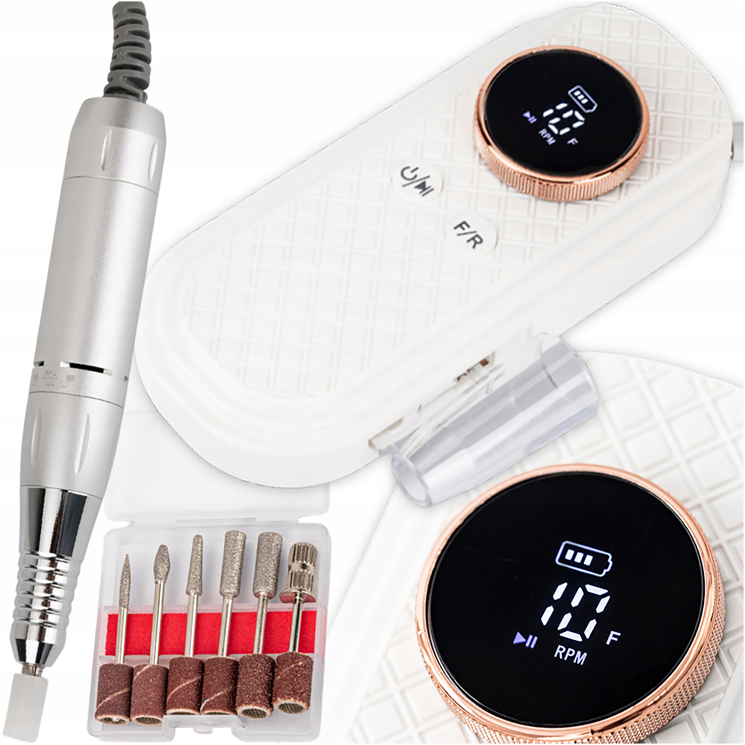 Profesionální Bruska na nehty Praktická bílá 50W Silná Frézy Nosič