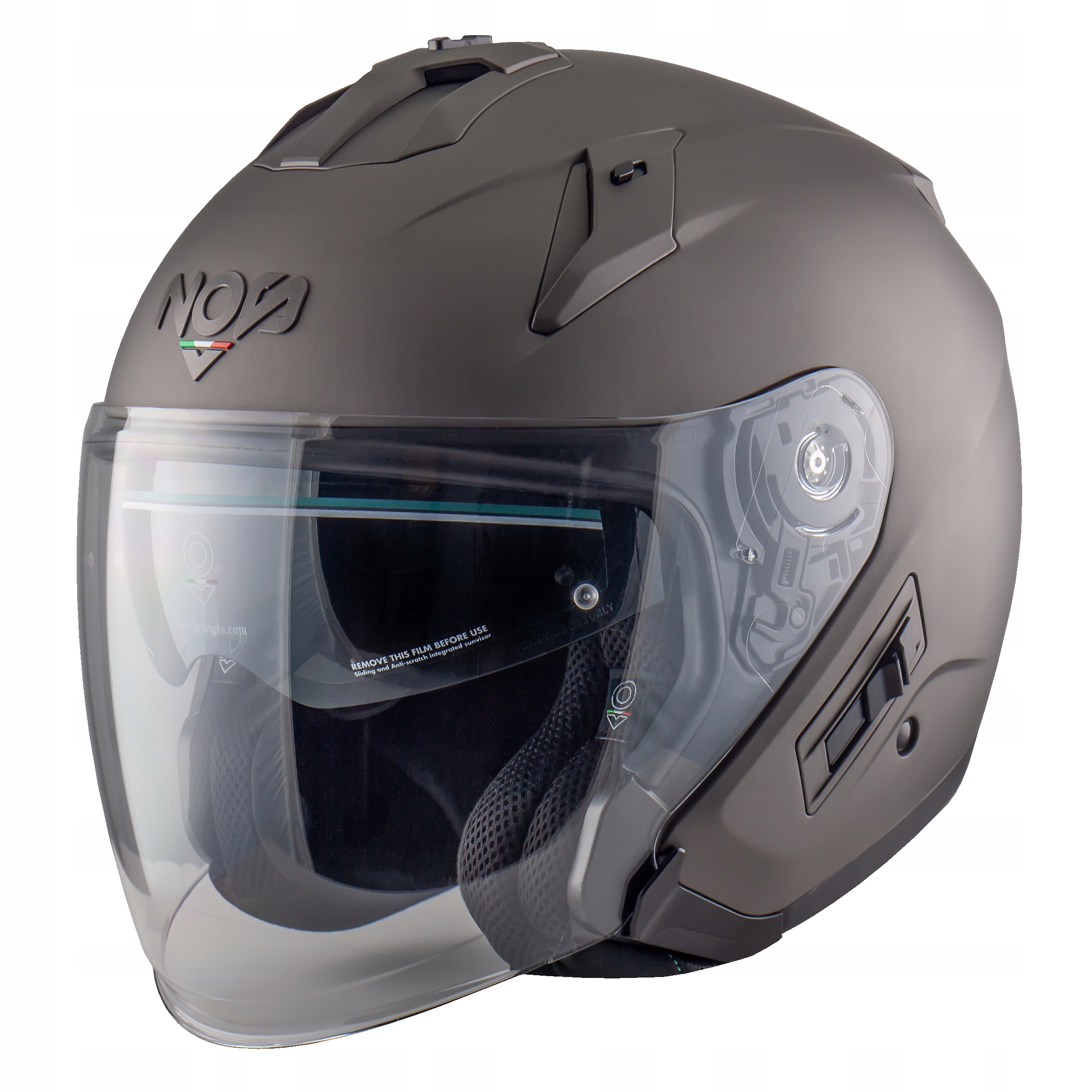 Kask Motocyklowy Jet otwarty z blendą NOS NS-2 Titanium Matt S