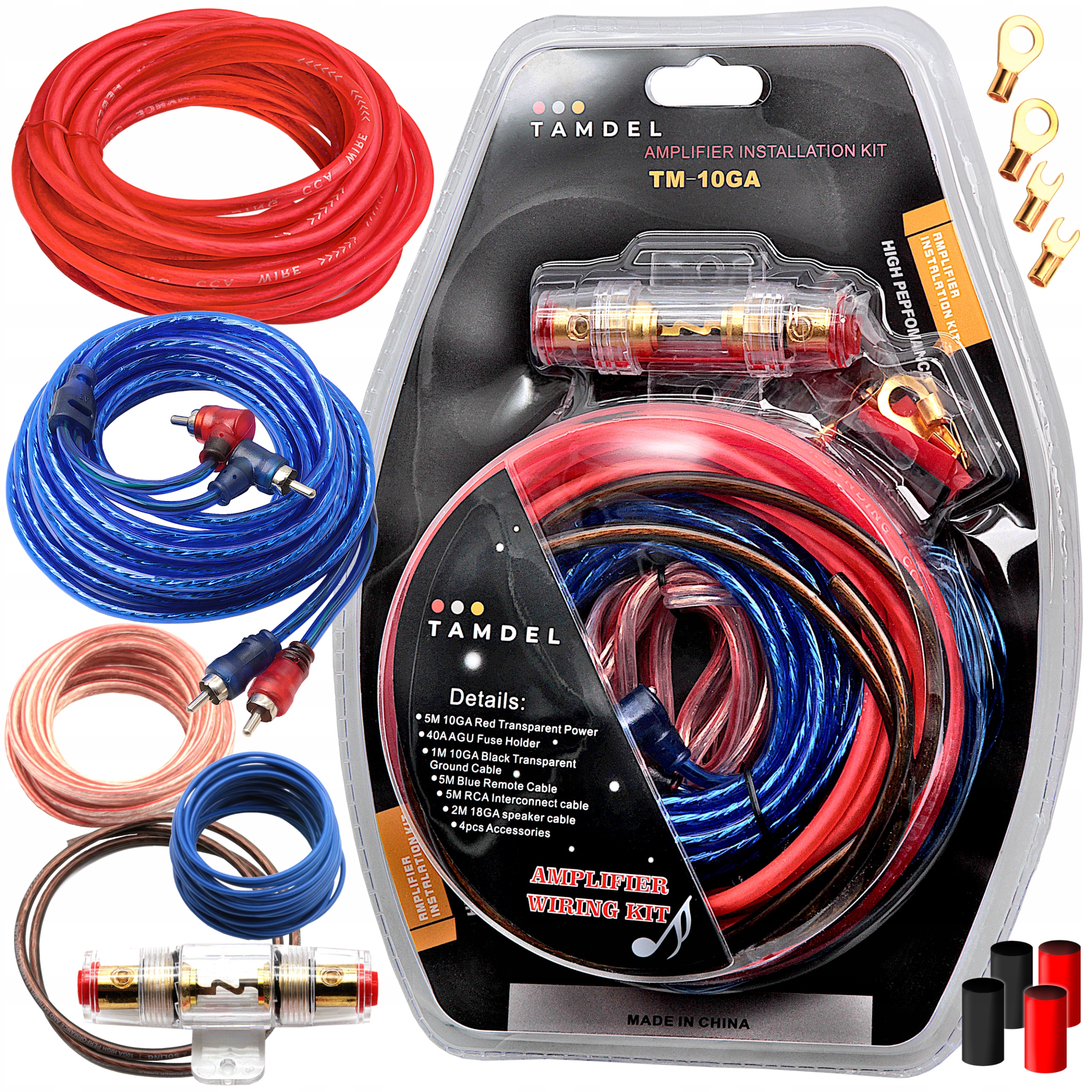 Zestaw kabli do wzmacniacza samochodowego Tamdel TM-10GA Cca Rca Agu 10GA