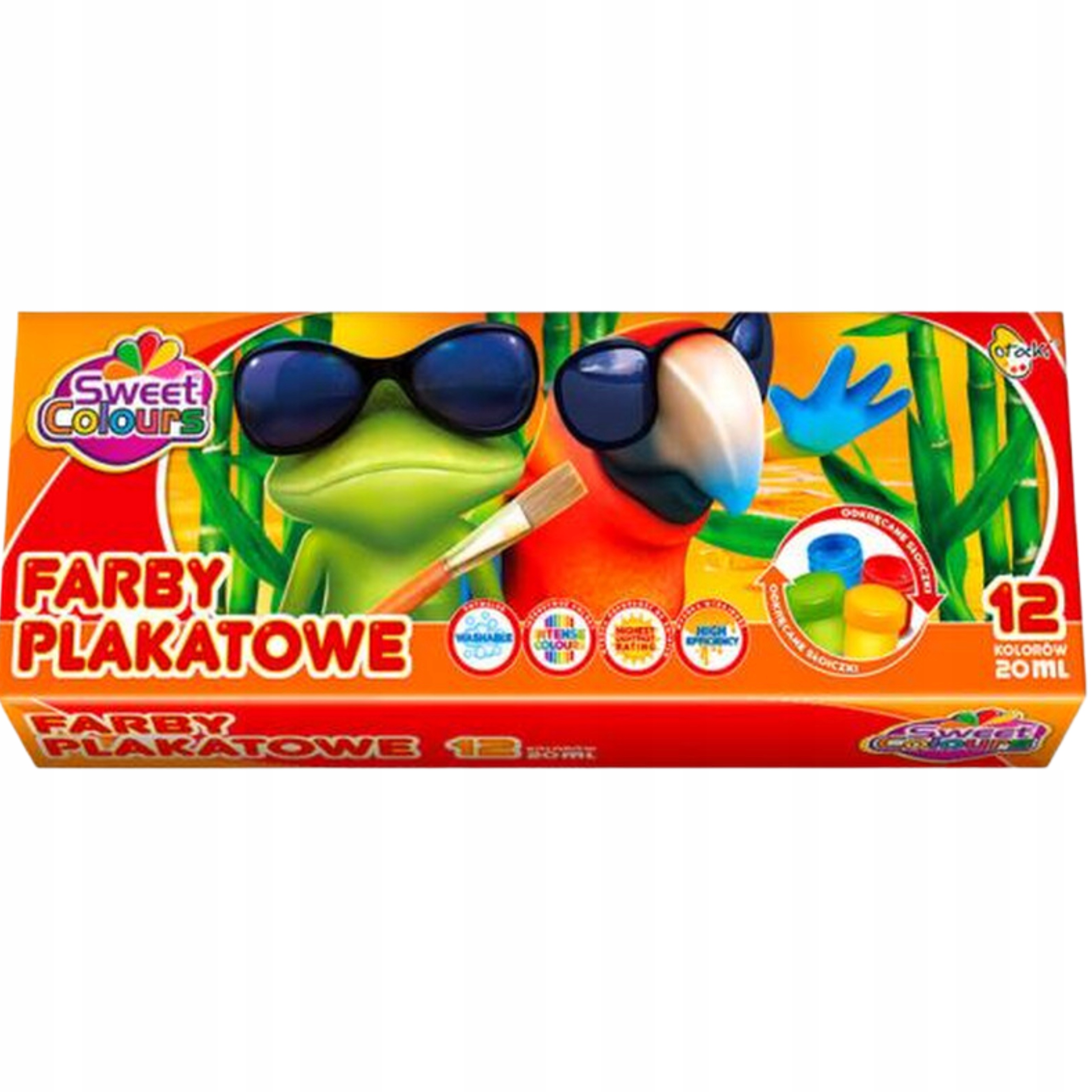 FARBY PLAKATOWE szkolne dla dzieci 12 kolorów 20ml farbki EAN (GTIN) 5903778000485