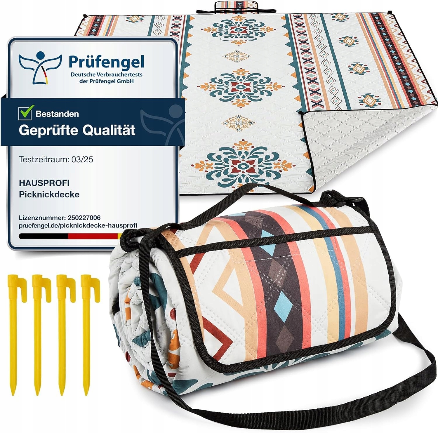 Koc Piknikowy Boho XXL 200x200 Wodoodporny Izolowany
