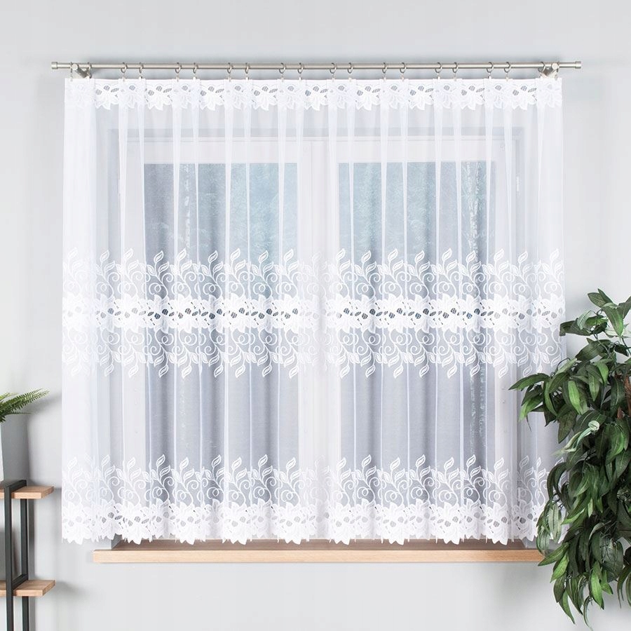 FIRANKA GOTOWA ŻAKARDOWA 160 x 300 CM. Z TAŚMĄ