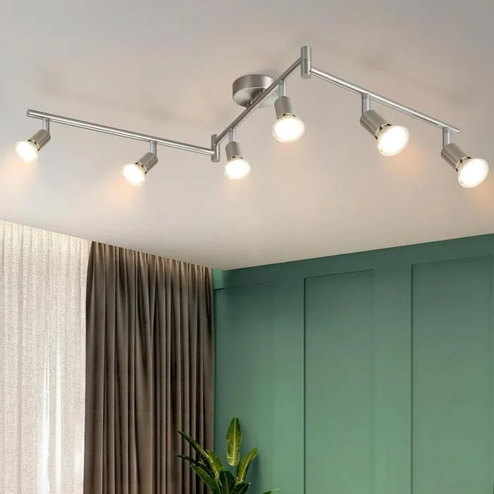 NETTLIFE Srebrny reflektor z sześcioma żarówkami