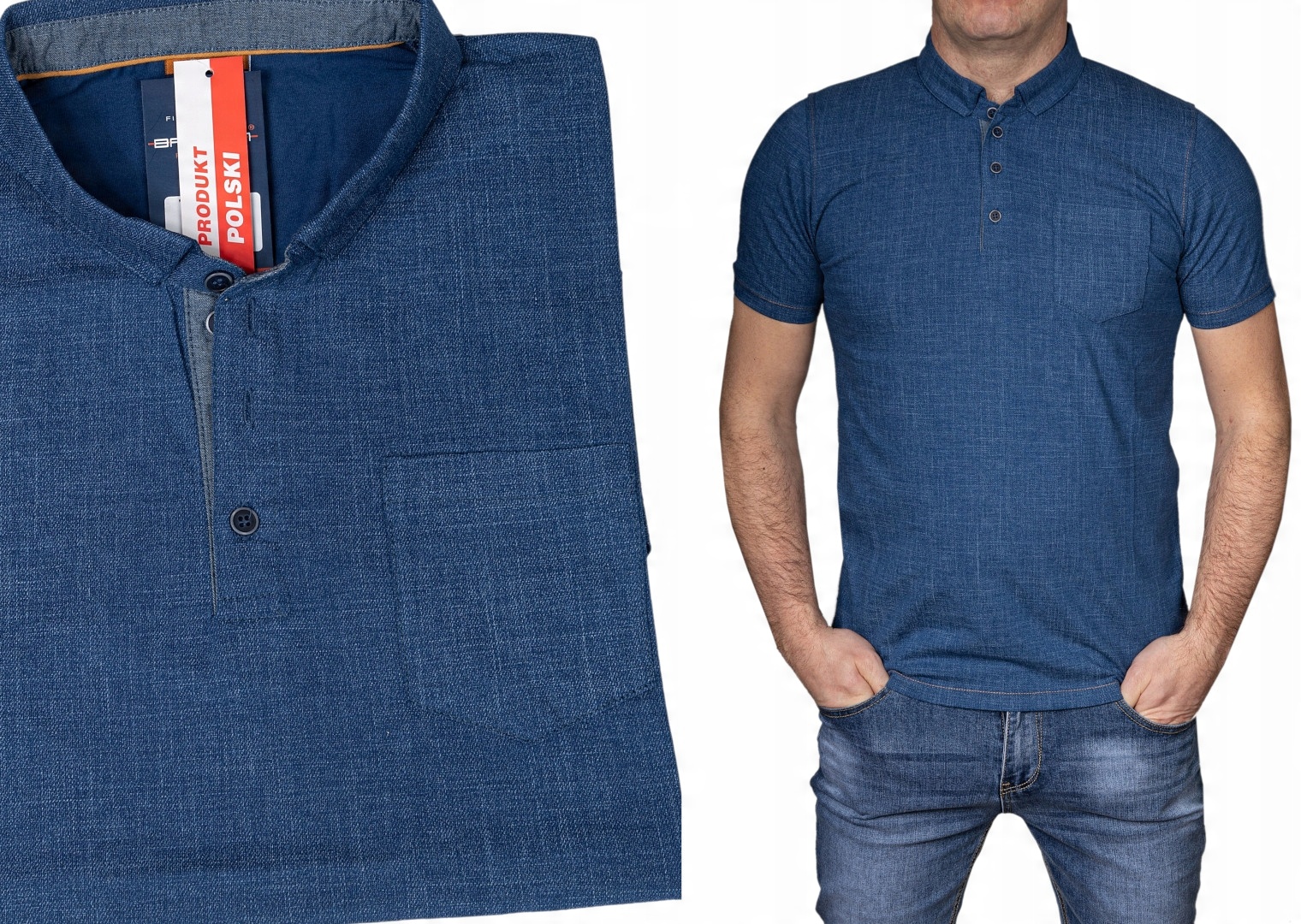 

Polo męska koszulka jeansowa niebieski Bastion m