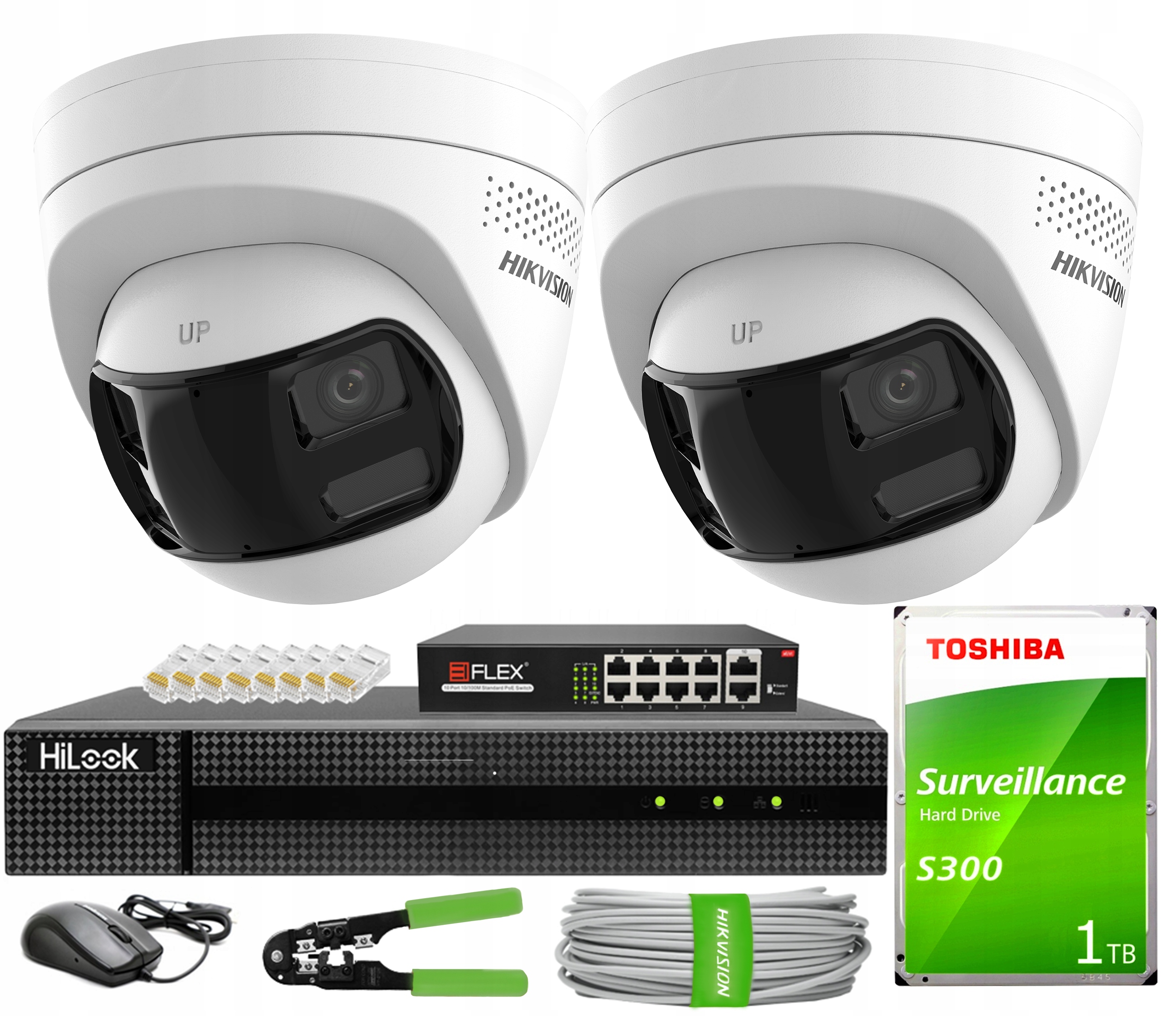 Ip monitorovací sada 2x Kamera DS-2CD1383G2P-LIUF/SL 8MPx Nvr Switch 1TB