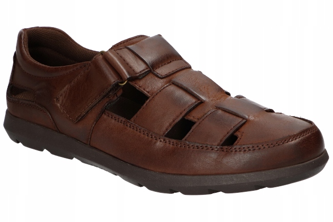 American Club CY142 Pevné Kožené Sandály Pánské Kožené Boty Hnědá Barva 44