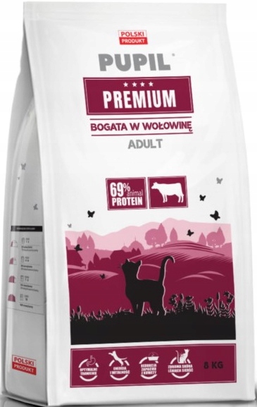 Levně Pupil Premium krmivo bohaté na hovězí maso pro kočky 8 kg