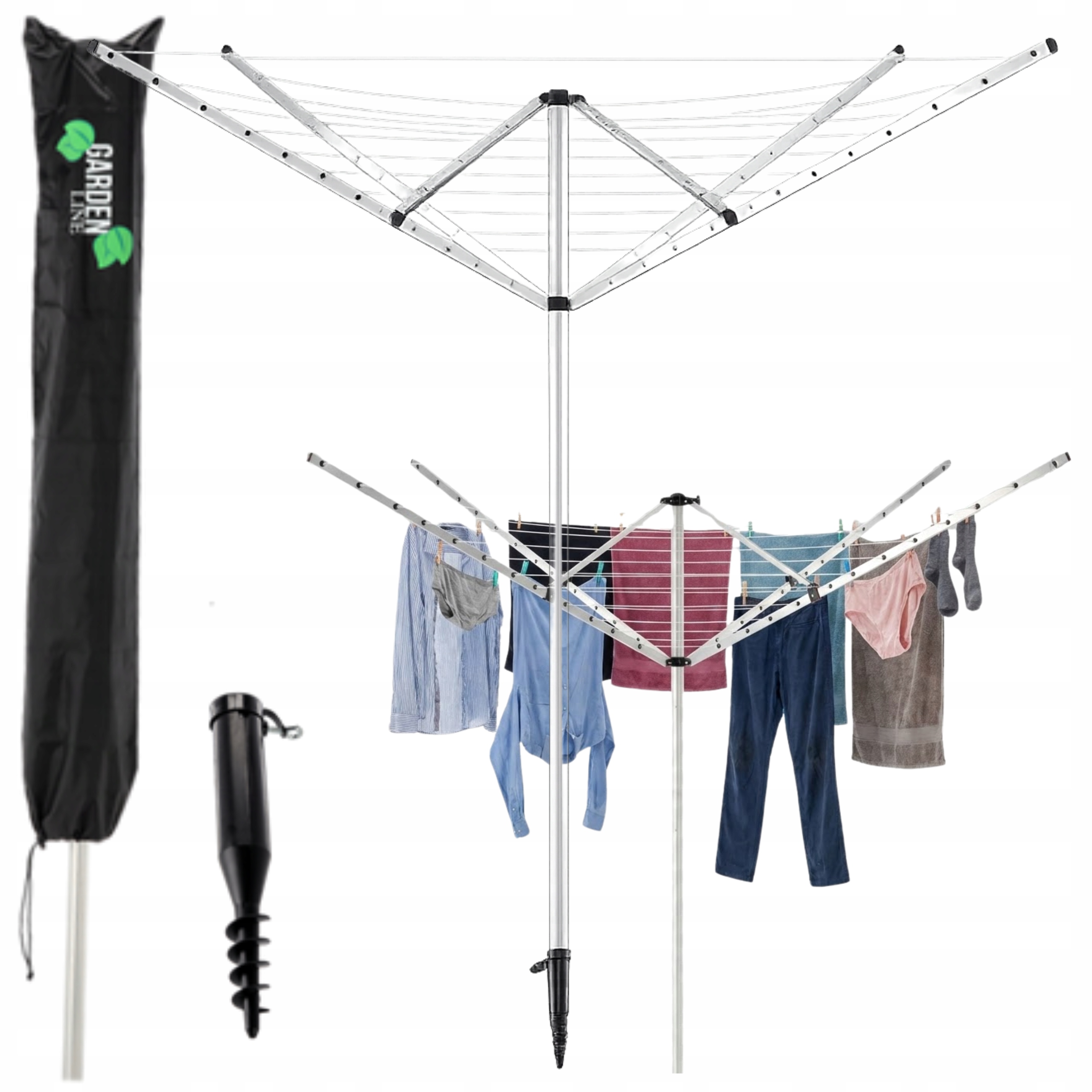 Suszarka Ogrodowa Na Pranie 4 Ramiona 50 M Z Pokrowcem Duża Pojemna Solidna