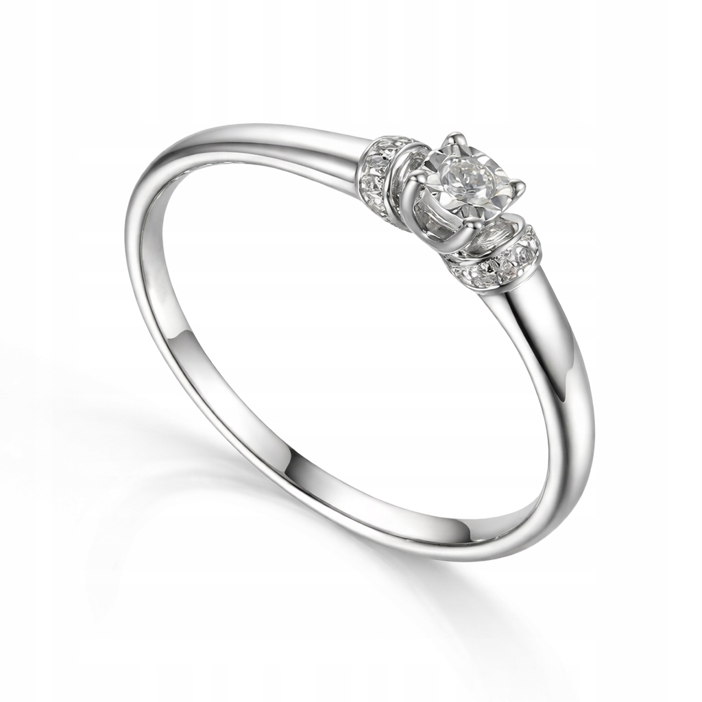 Prstýnek z bílého zlata Au585 s diamanty R61125 velikost 10