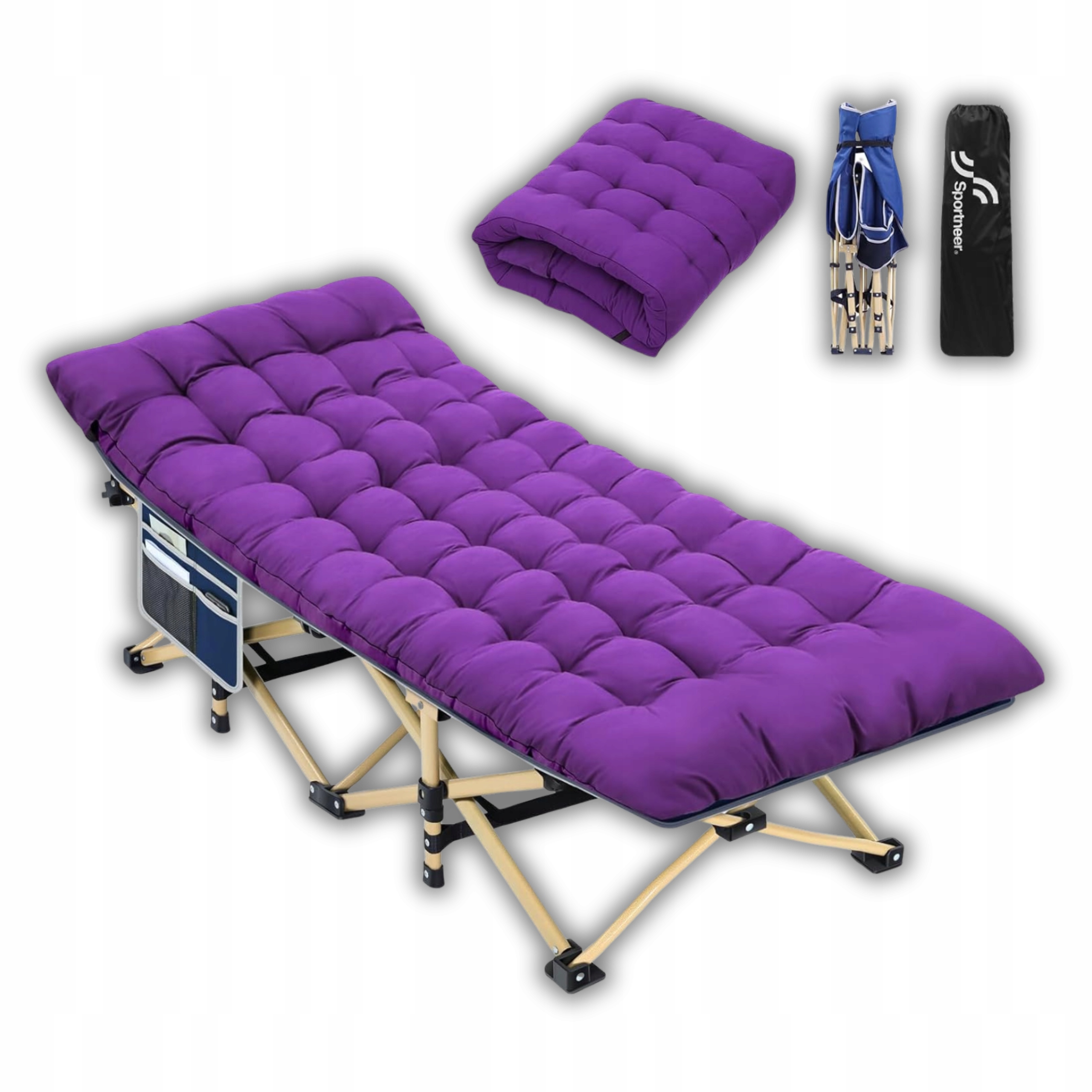 Łóżko Polowe Sportneer Składane Z Materacem 204 Kg Turystyczne Kempingowe