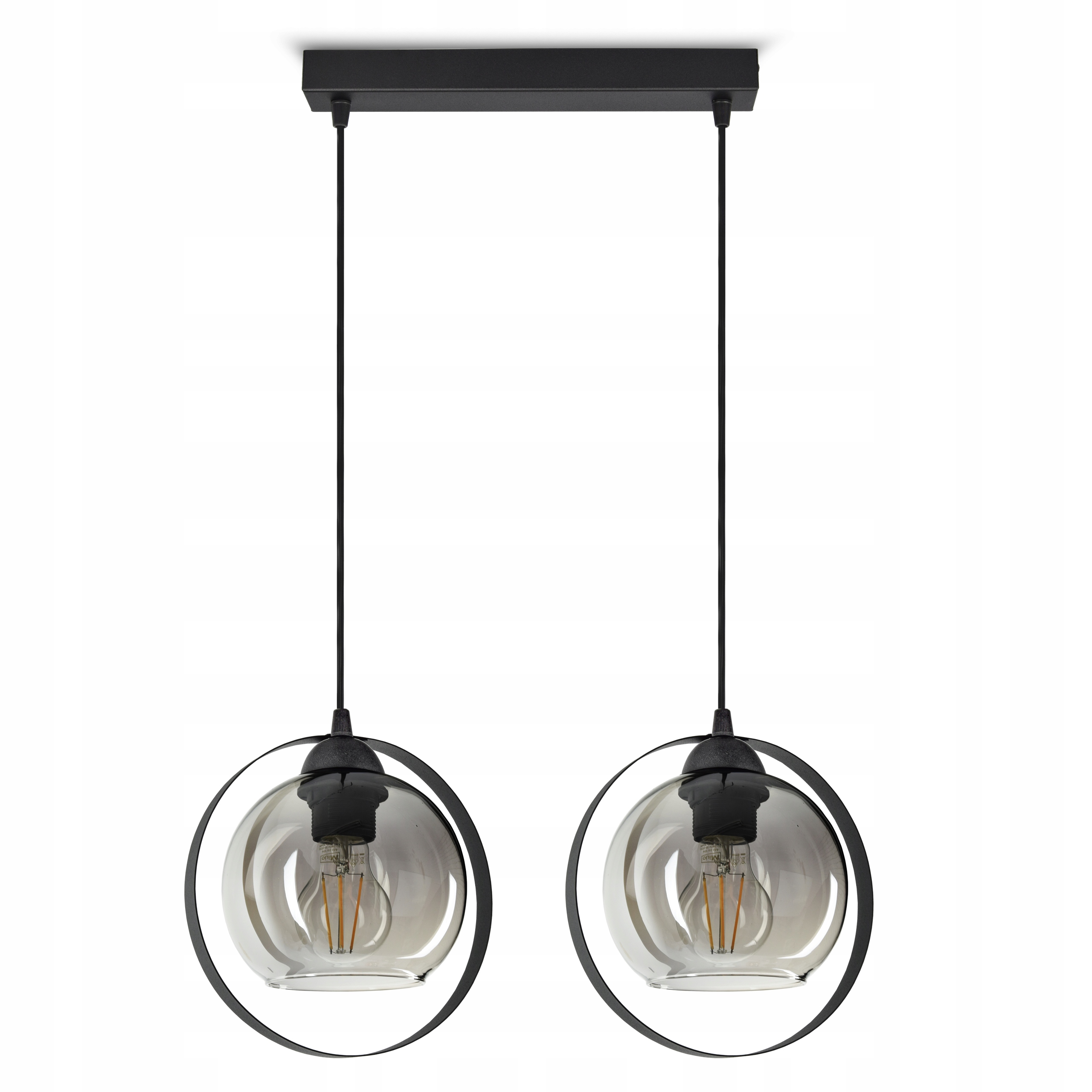 

Lampa Wisząca Żyrandol Czarny Grafit Szklane Kule