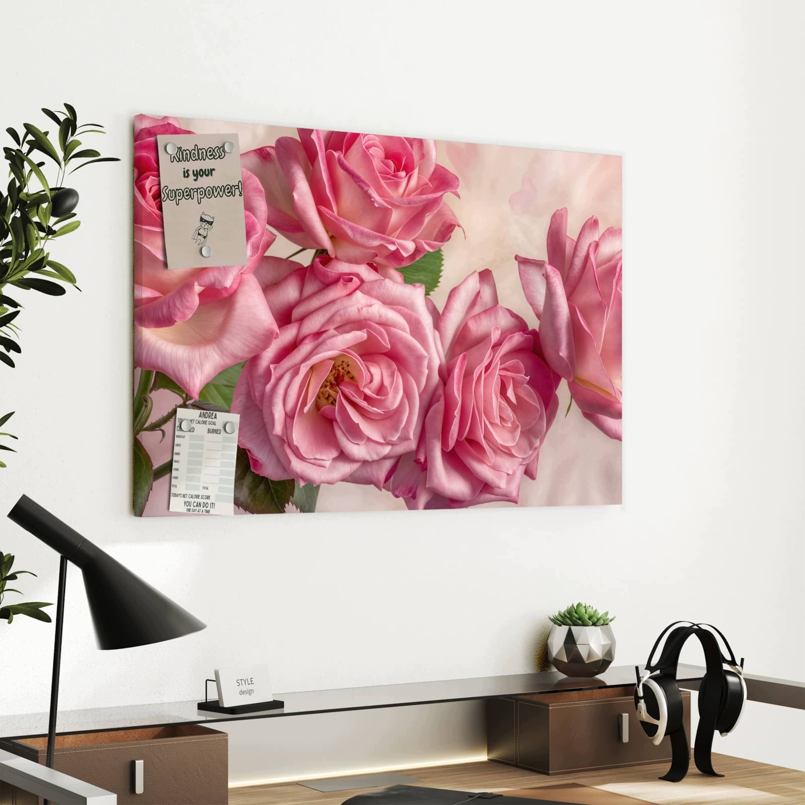 Magnetická tabule Nádhera růží 60 × 40 cm