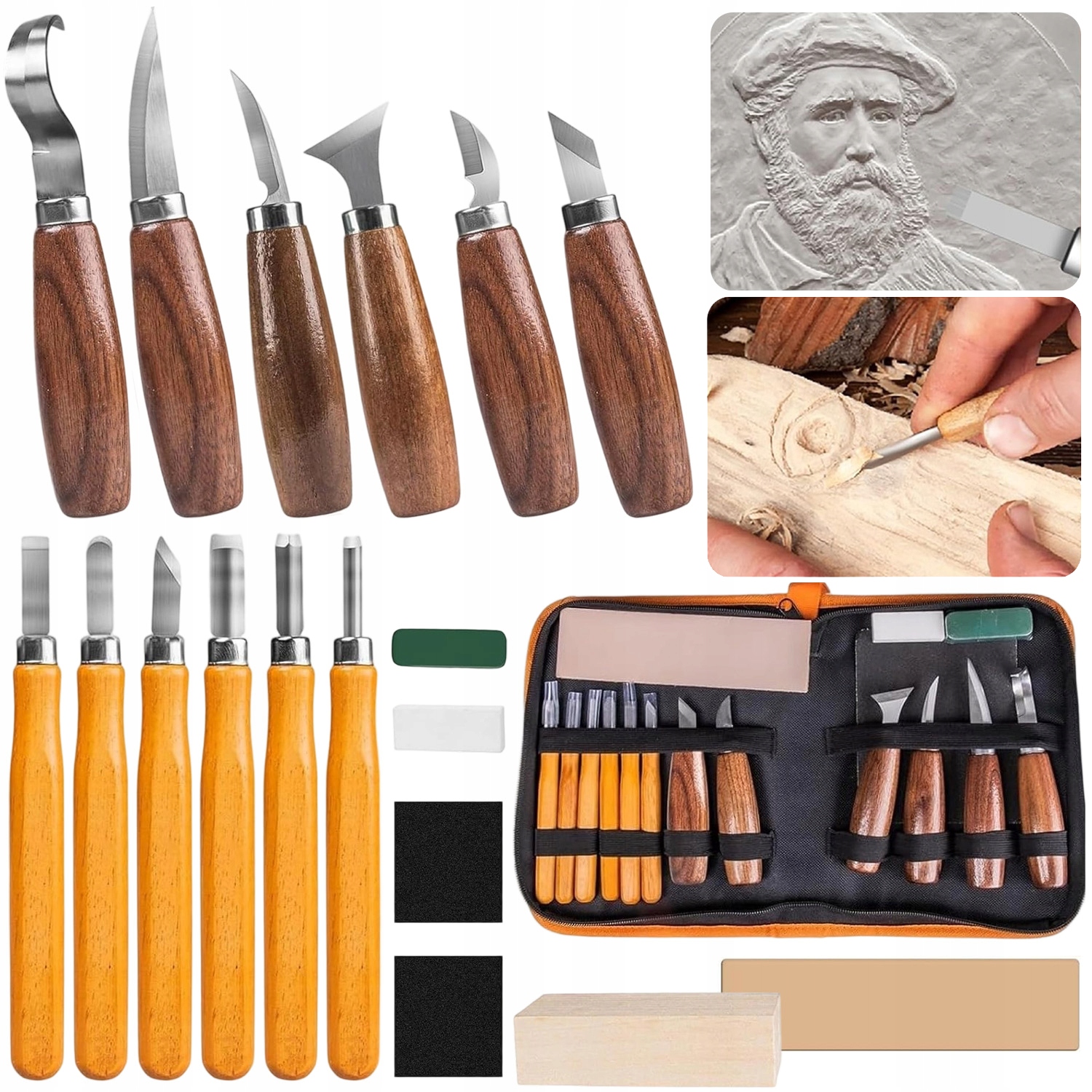 Sada Nožů Na Vyřezávání Do Dřeva, Dláta, Nástroje 19 Ks, Dárky, Diy