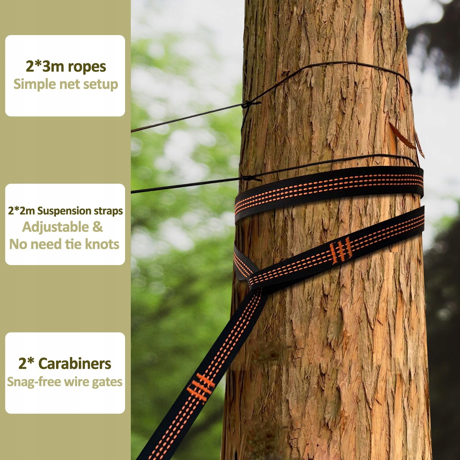NATUREFUN Ultralekka Moskitiera Hamak Campingowy 300kg Nylon 275x140 — miniatura 7