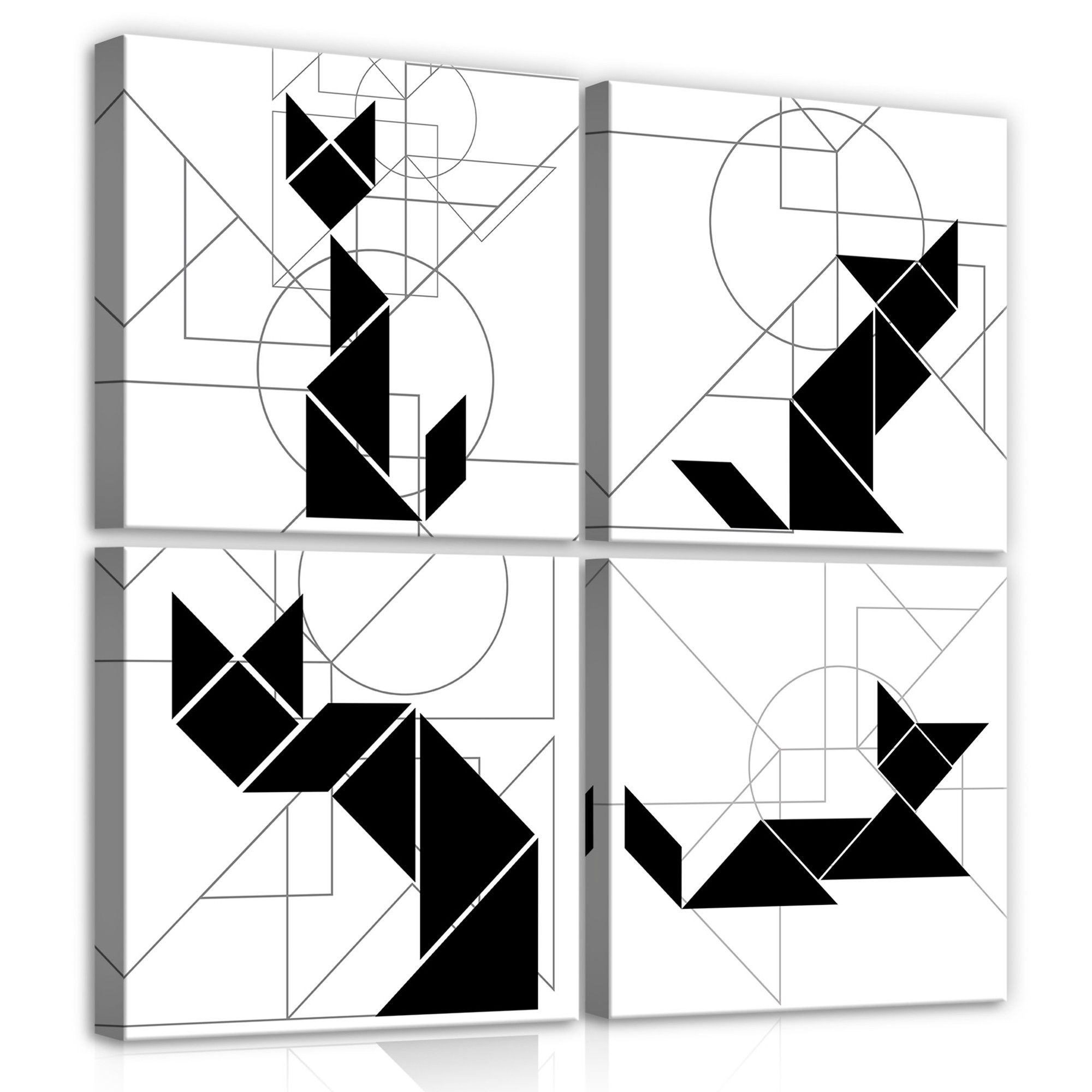 Obraz 50x50 Geometrie minimalismus kočky abstrakce černobílé linie