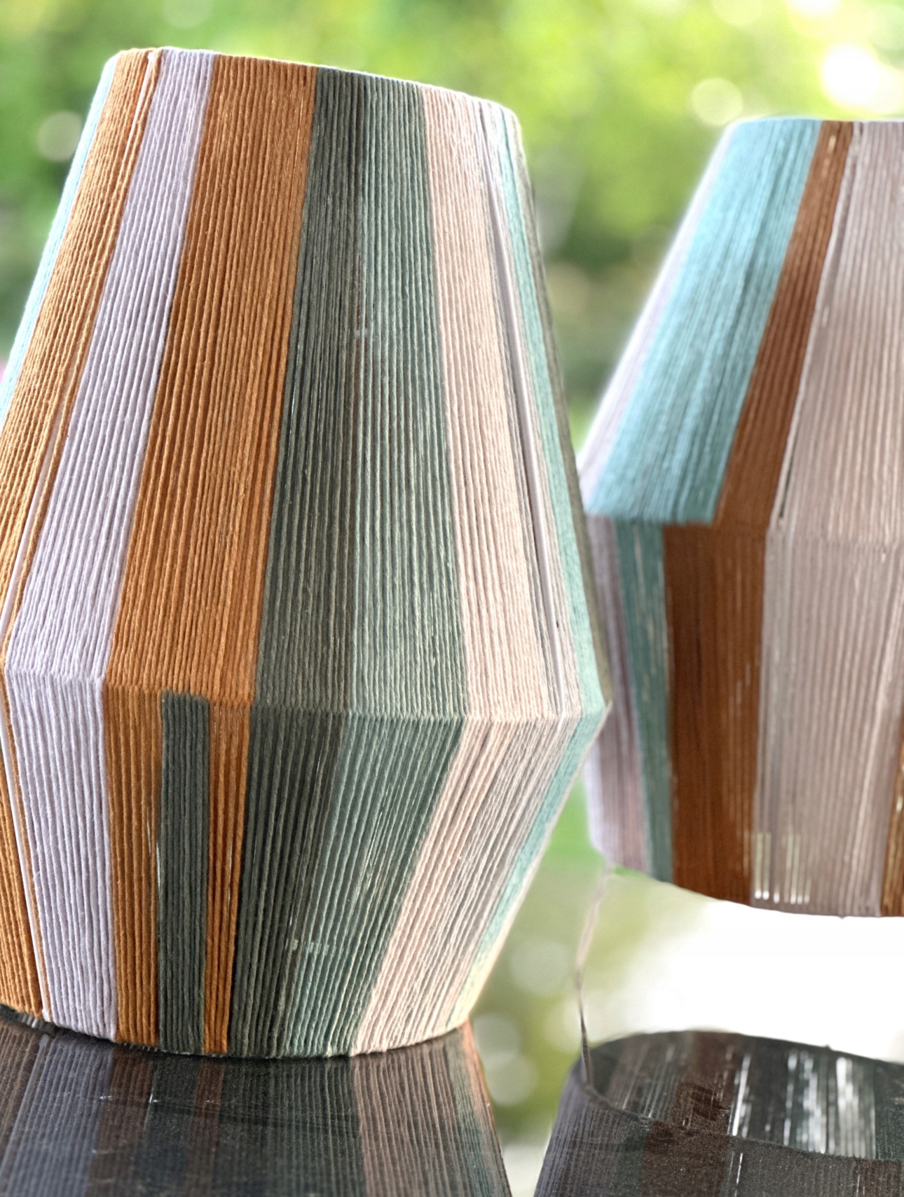 Pôsobivé ručne pletené geometrické tienidlo Makramová lampa