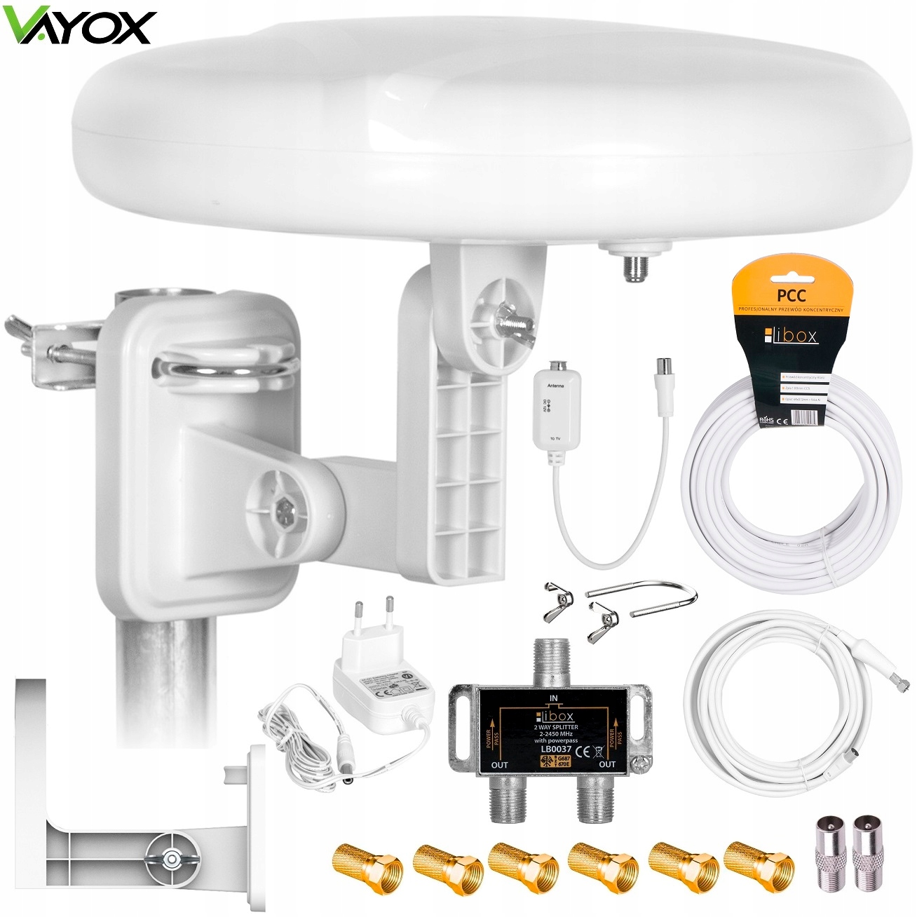 Všesměrová Anténa DVBT2 MUX8 Lte 4K Set 2TV Vayox