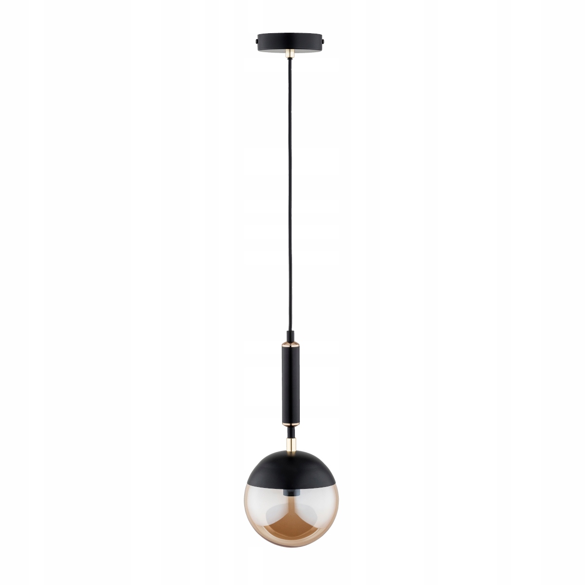 Moderní závěsná lampa černo-zlatá skleněná koule 1xE14 10W Alfa