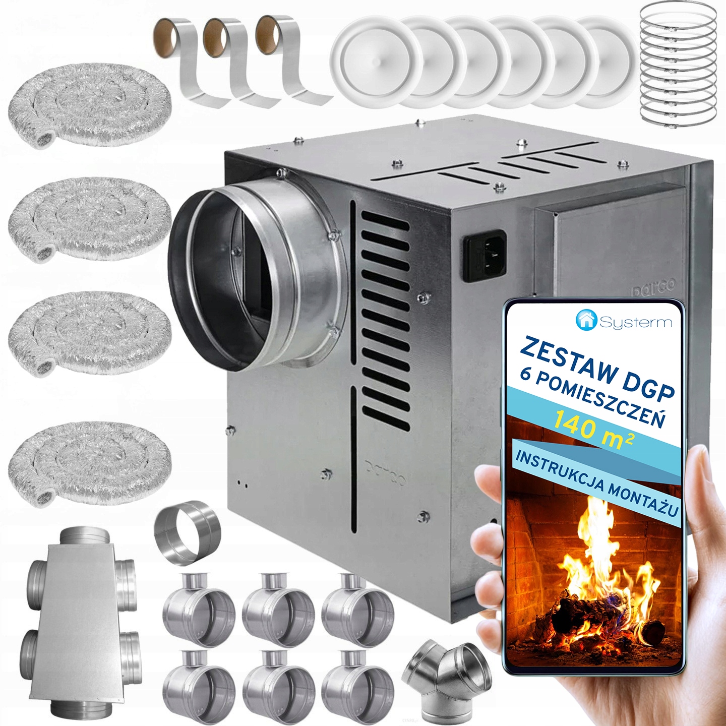 Krbová Turbína Krbový ventilátor Set Dgp 6 místností 140 m2