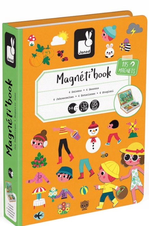 MAGNETIBOOK 4 PORY ROKU UKŁADANKA JANOD + KOLOROWANKA KSIĘŻNICZKI MARTEL Marka Janod