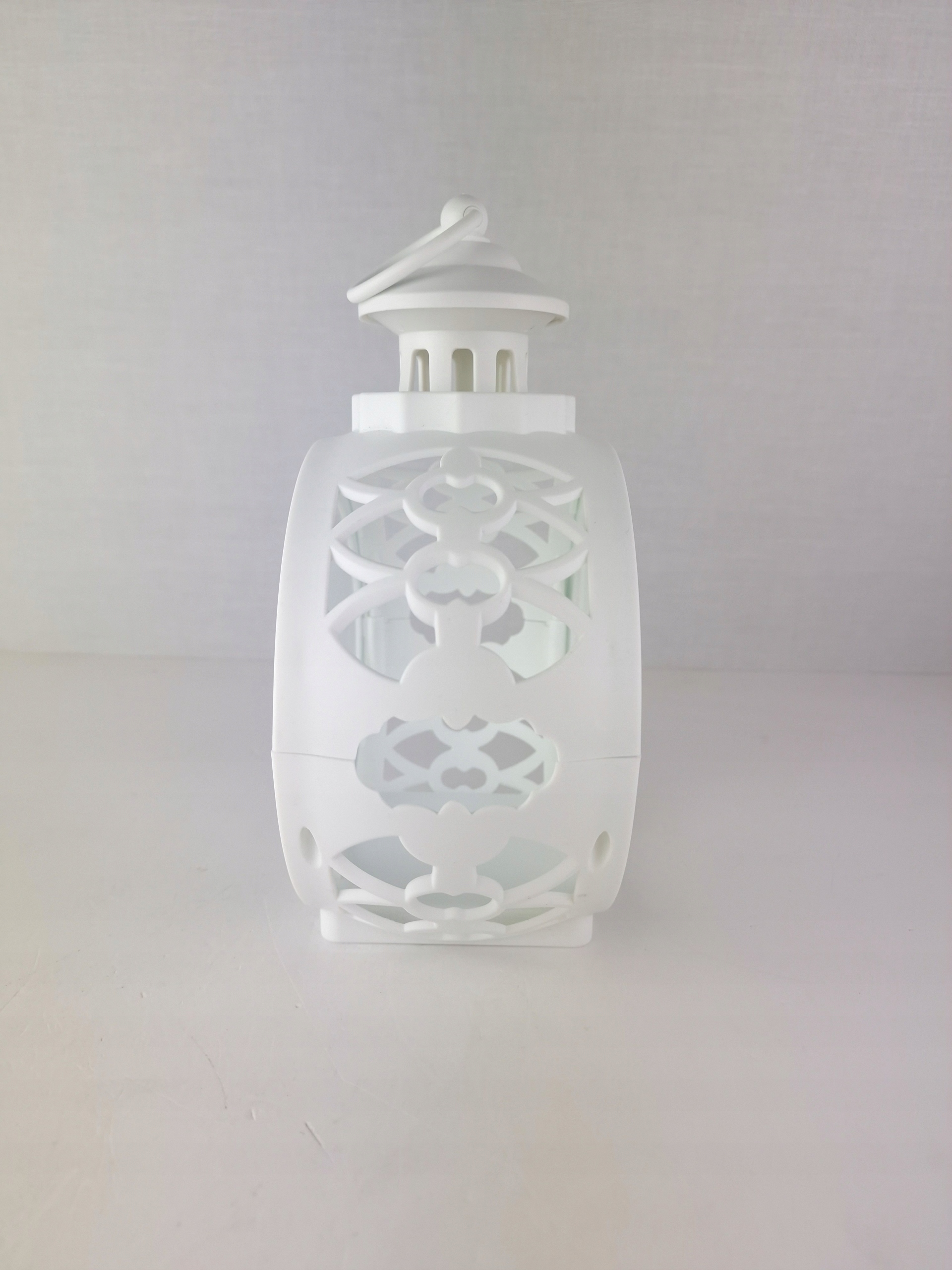 DUŻA LATARENKA LAMPION BIAŁA DEKORACYJNA OTWIERANA PUSTA DO OGRODU OKRĄGŁA Wysokość produktu 23 cm