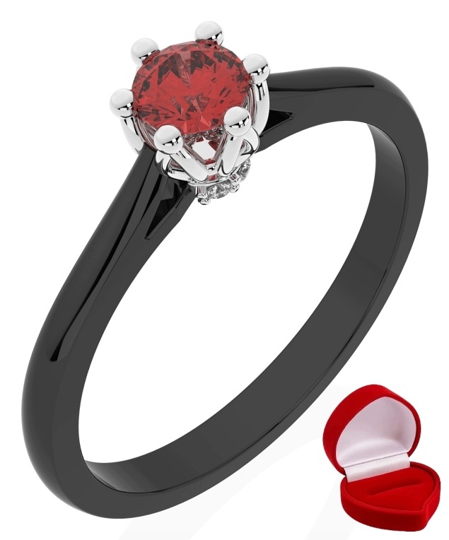 Zlatý Prstýnek 585 14k Rubín 0,19 ct Černé Zlato R18