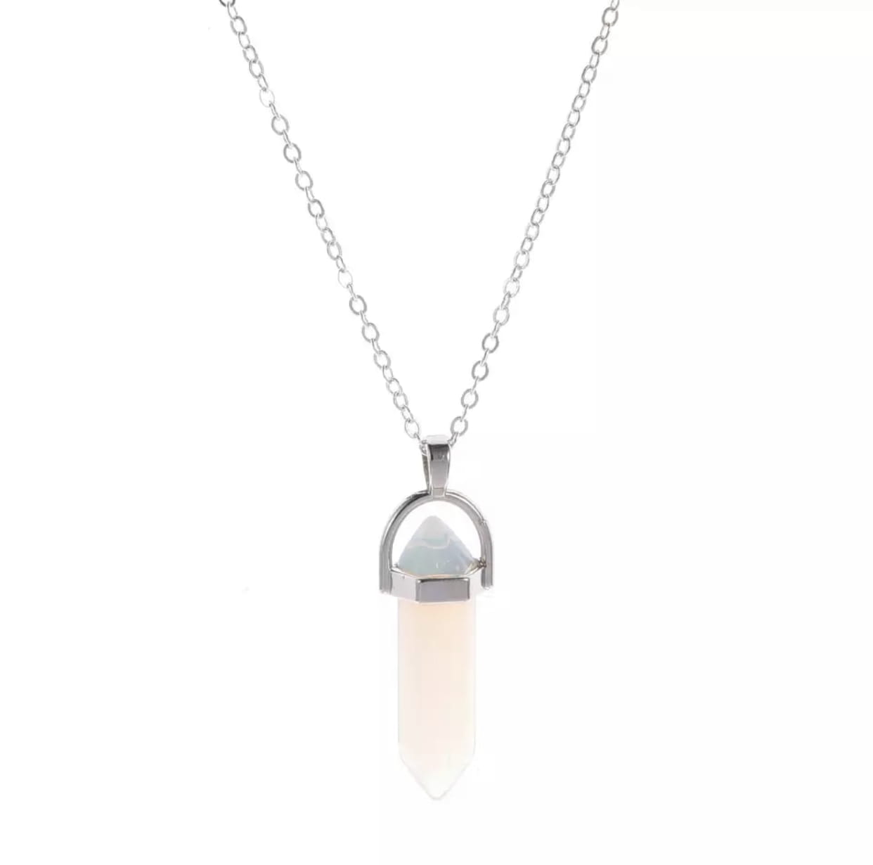 

Naszyjnik amulet różowy łańcuszek srebrny stalowy