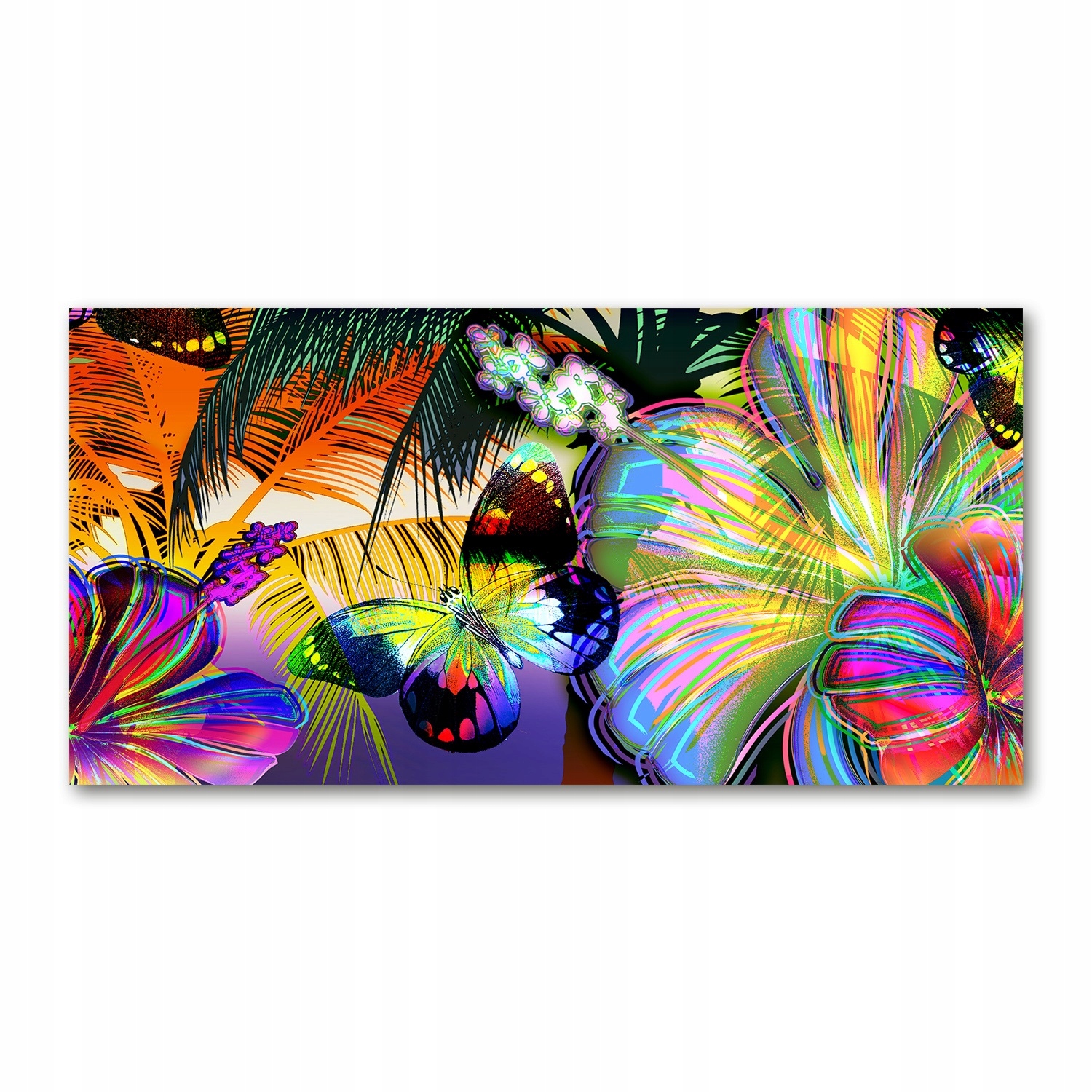 

Foto obraz akryl zdjęcie Kwiaty i motyl 120X60 cm