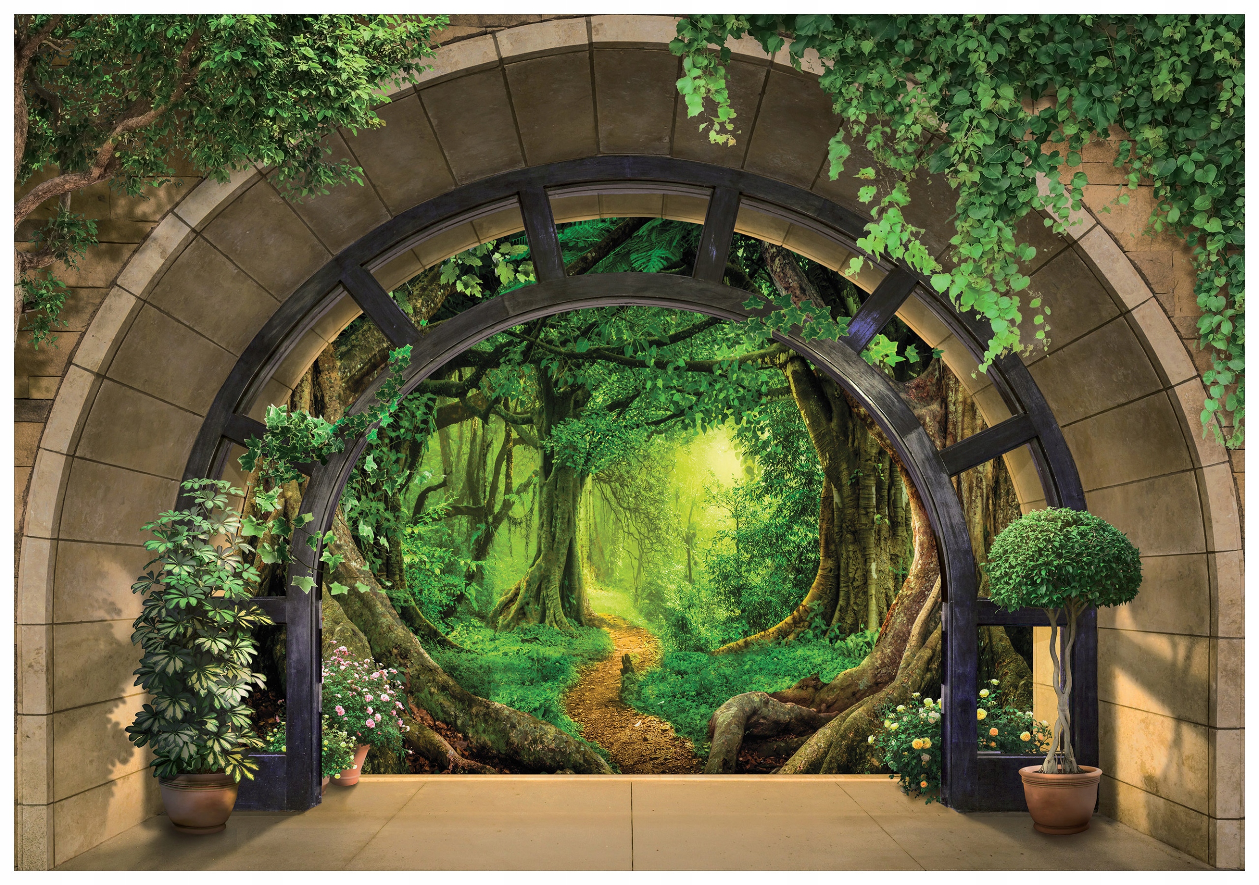 Fototapeta Kamenný oblouk v džungli se zelení 368x254 vinylová lepidlo