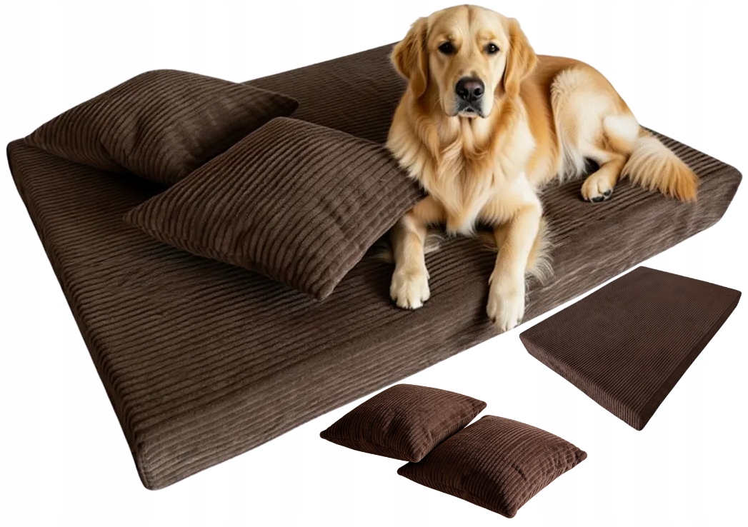 Legowisko Posłanie Materac 100x70cm rozbieralne poduszki Sztruks AS3