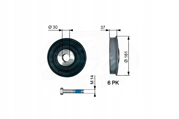 GATES КОЛО ПЕРЕДНЯ ПАНЕЛЬ ВАЛА КОЛІНЧАСТОГО GATES Tvd1002a CITROEN