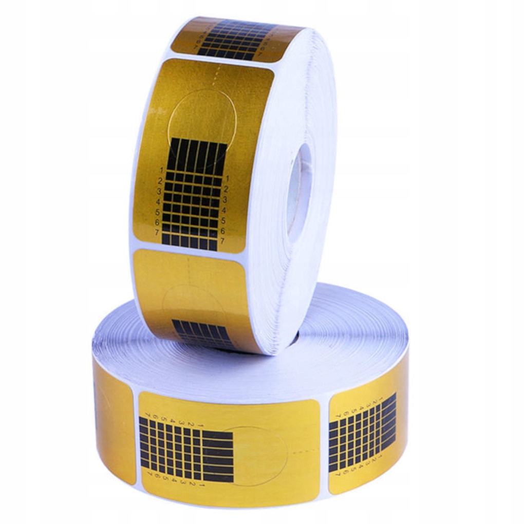 500x Szablon Forma Do Przedłużania Paznokci SZABLONY FORMY ROLKA ZŁOTE GOLD Stan opakowania oryginalne