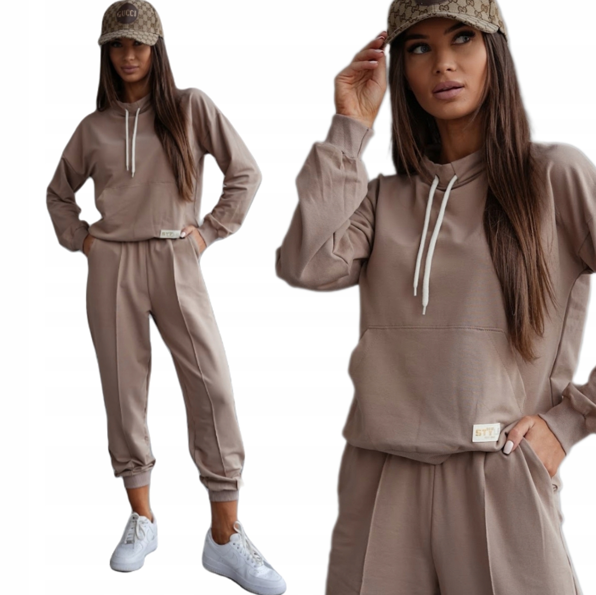 Dres Damski Bawełniany Komplet Dresowy Bluza Kangurka Premium XL