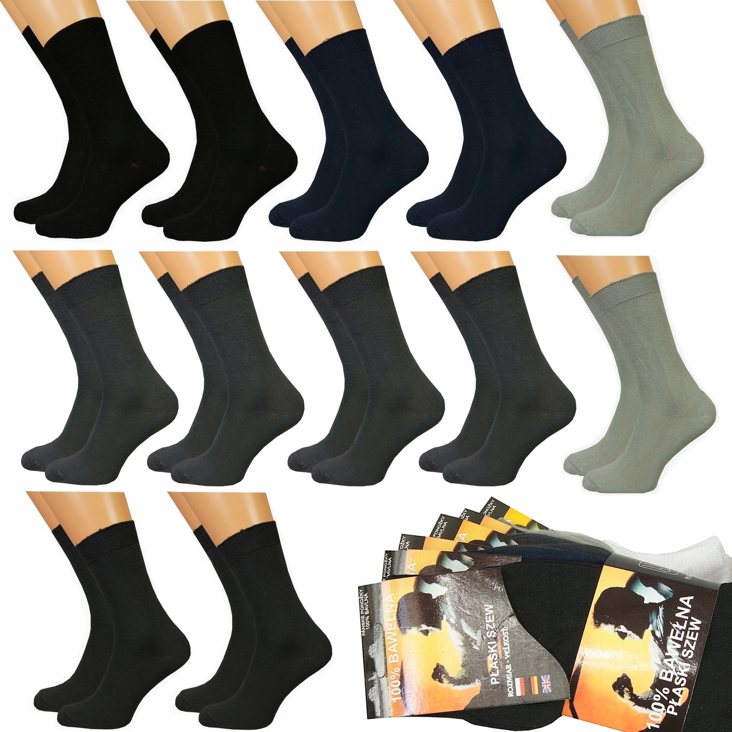 

12x Skarpetki 100% Bawełna Skarpety Męskie M 43-46