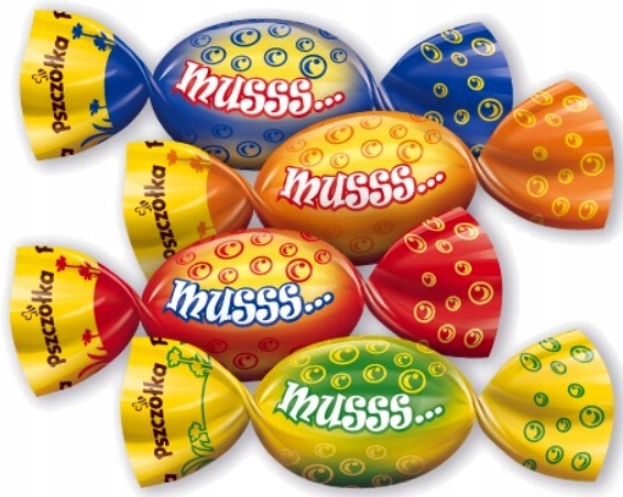 Levně Bonbóny Karamelky šumivé s ovocnou náplní 4 příchutě Pszczółka 3KG