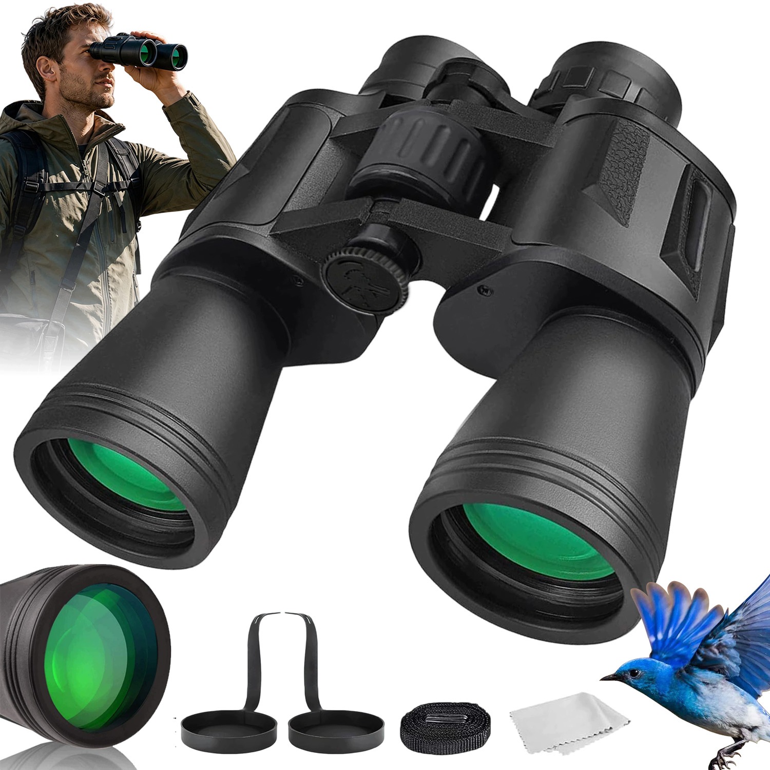 Vojenský Lovecký Dalekohled 20X50 Turistický Zoom Pouzdro Skleněná Optika