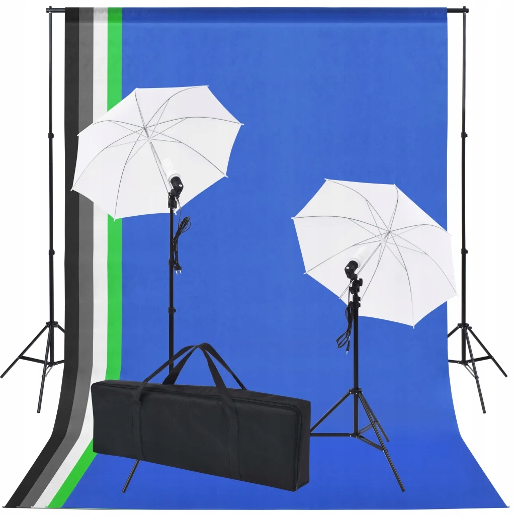 Zestaw do studia fotograficznego 5 tłumików 2 lampy białe Czarny