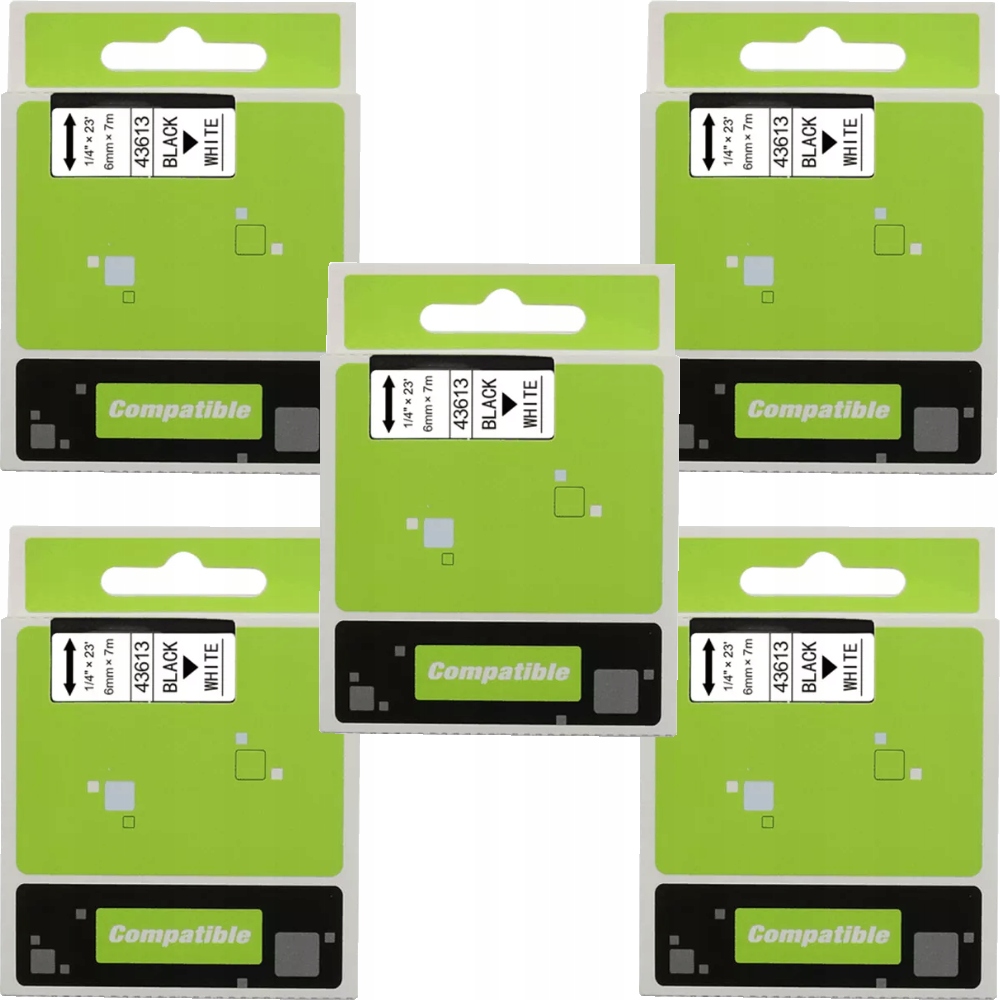 

5 sztuk taśma do Dymo D1 43613 6mm/7m biała/czarny