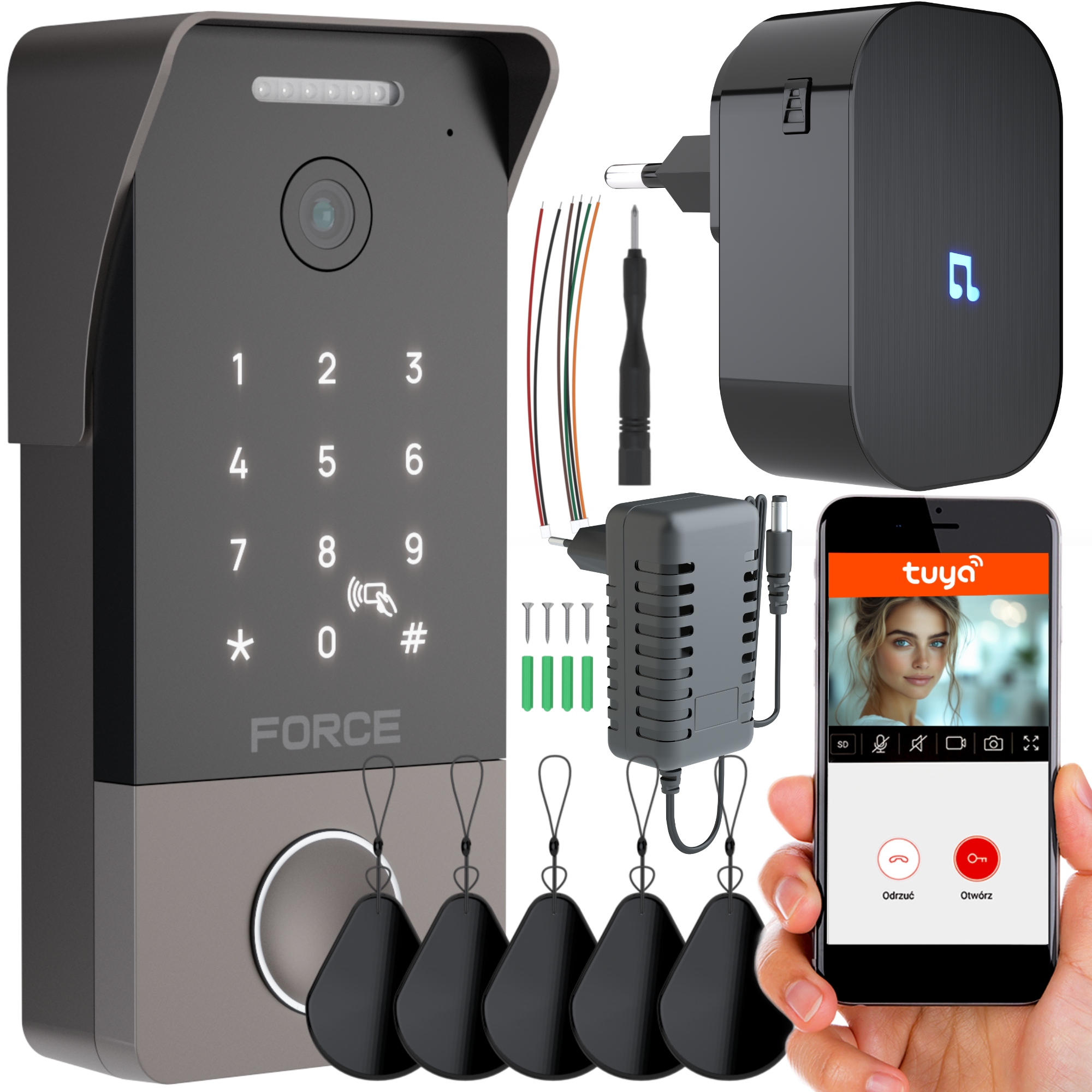 Force Db-ahd-t-rk Videovrátnik Videozvonček Domofón 2MP Ahd Rfid Tuya WiFi