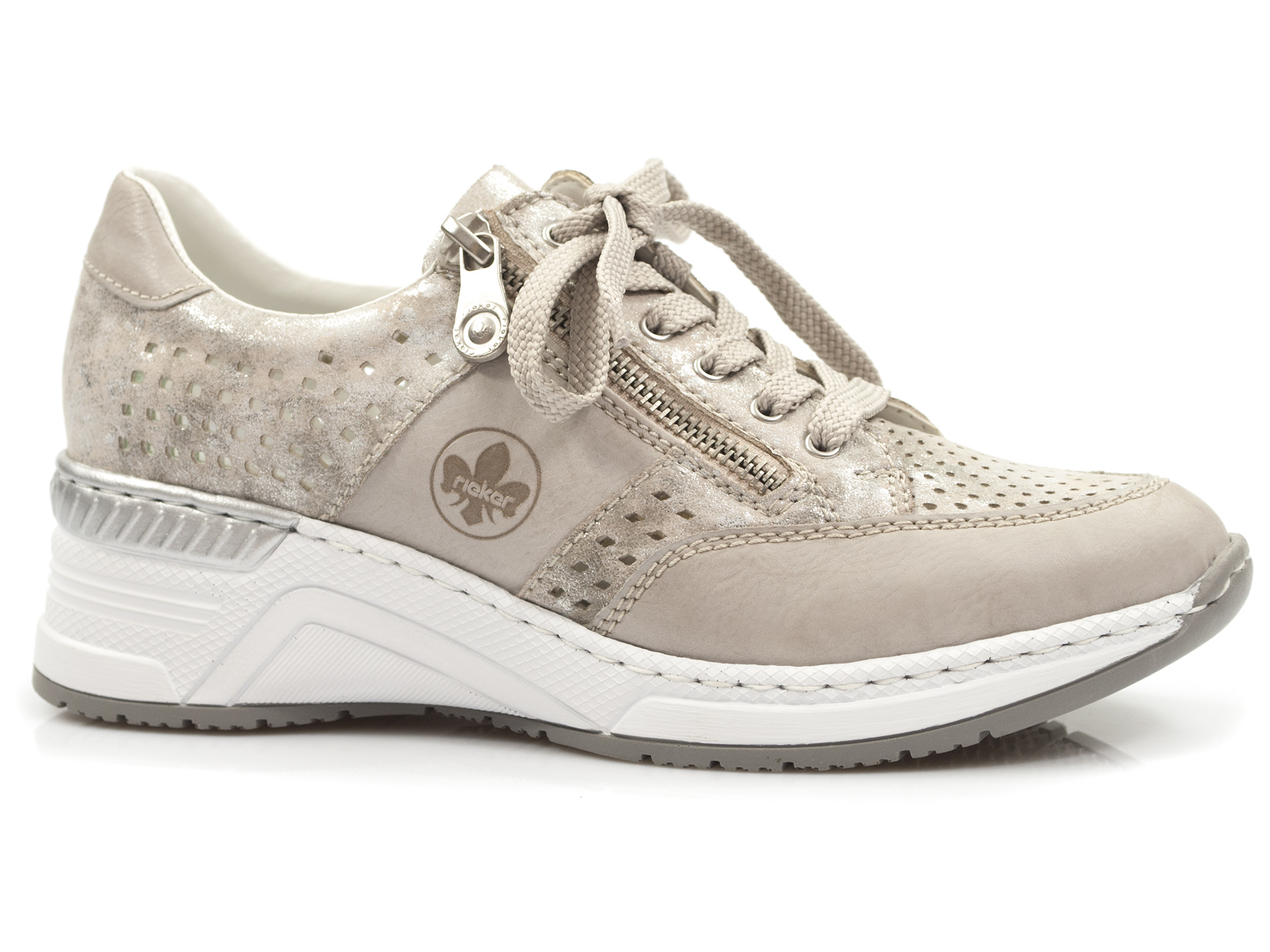 

Ażurowe sneakersy Rieker N4327-80 półbuty Metalic